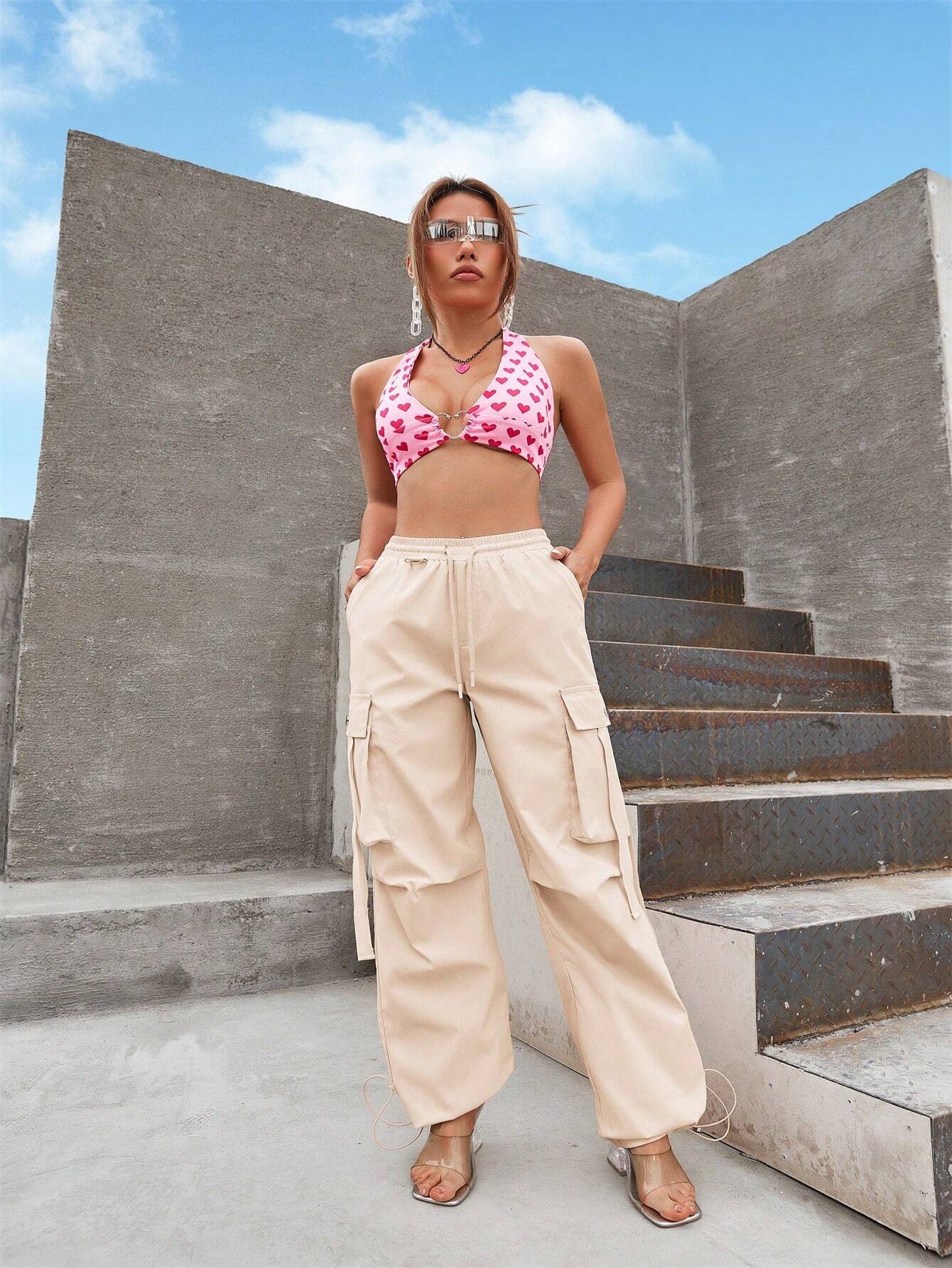 Loose Drawstring Parachute Pant – styled outfit view