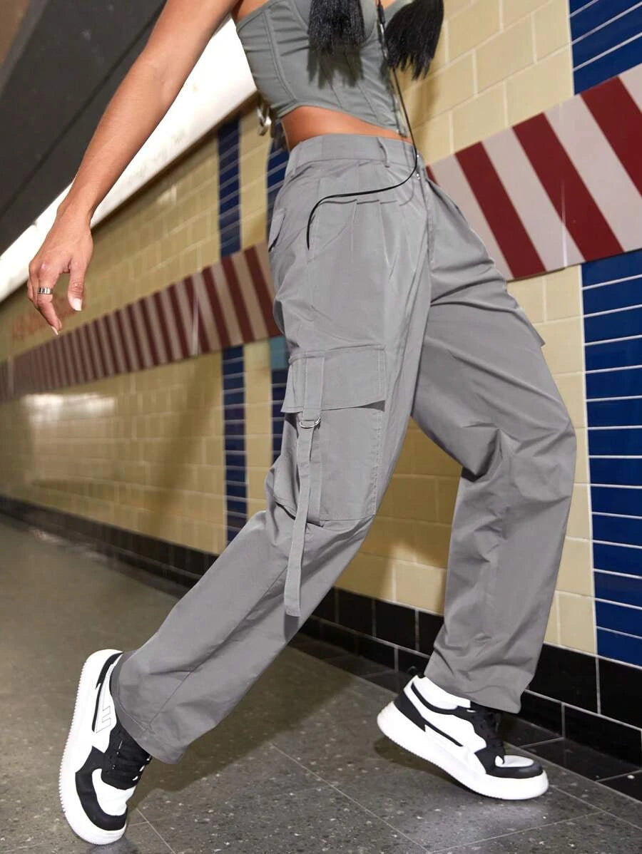 Trendy Flap Pocket Side Cargo Pants – lifestyle view 14