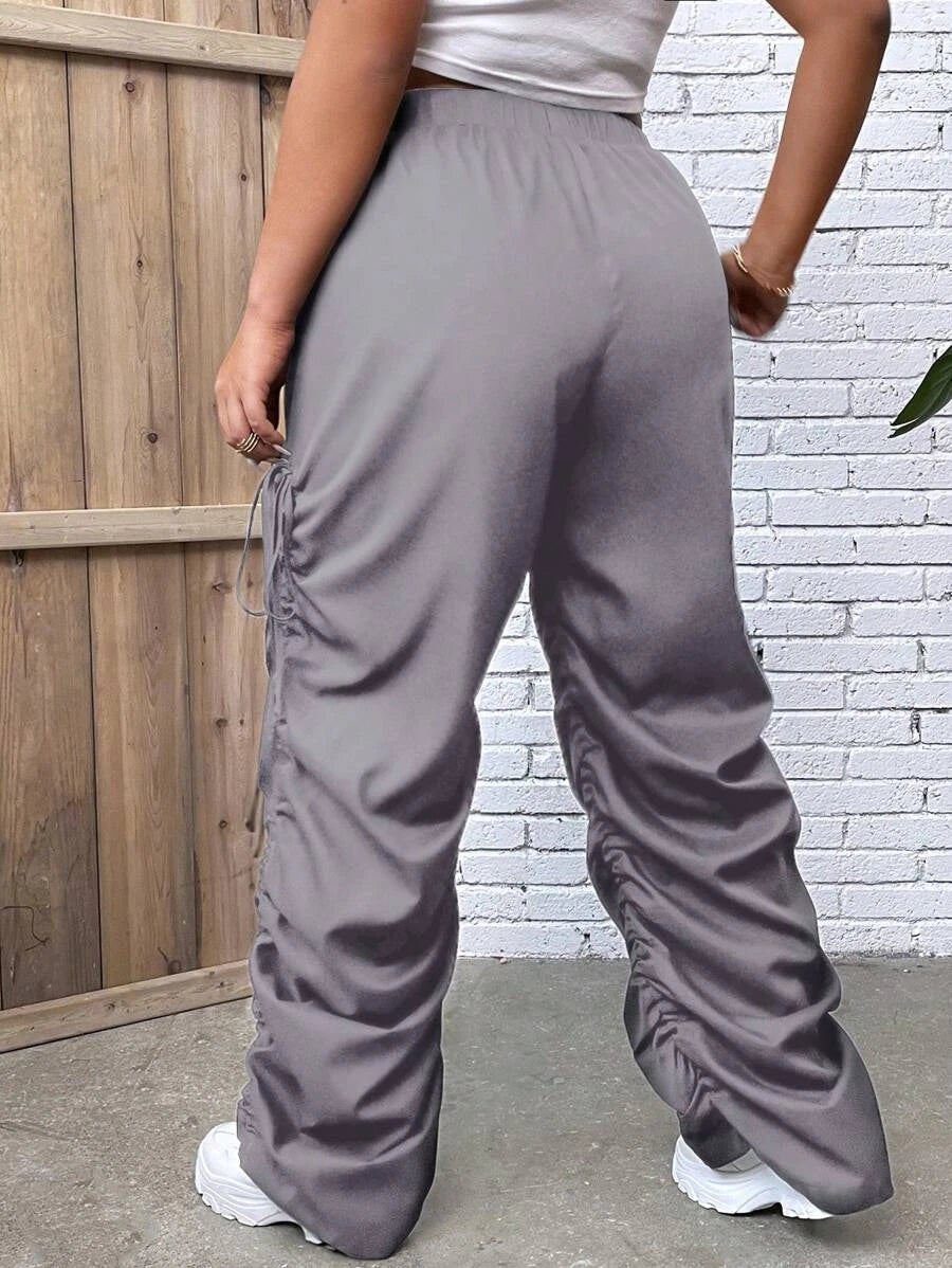 Drawstring Side Ruched Pants – pocket detail close-up