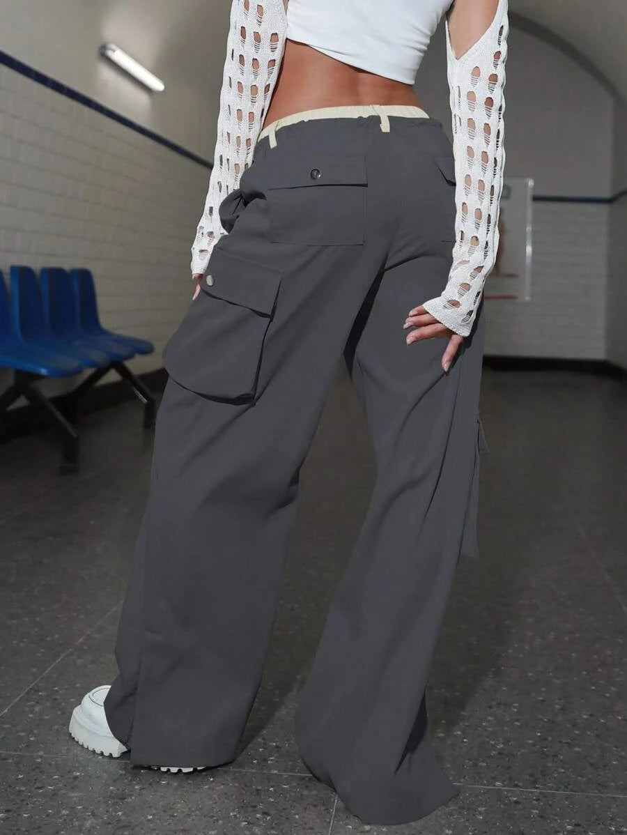 Double Waisted Flap Pocket Cargo Pants – back view detail