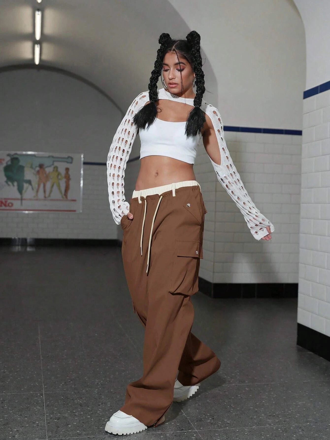 Double Waist Flap Pocket Cargo Pants – lifestyle view 20