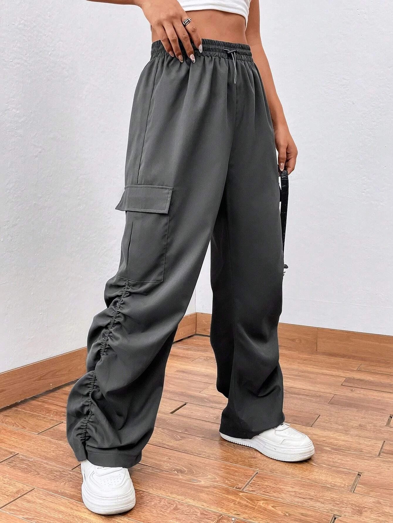 Loose Drawstring Cargo Pant – pocket detail close-up