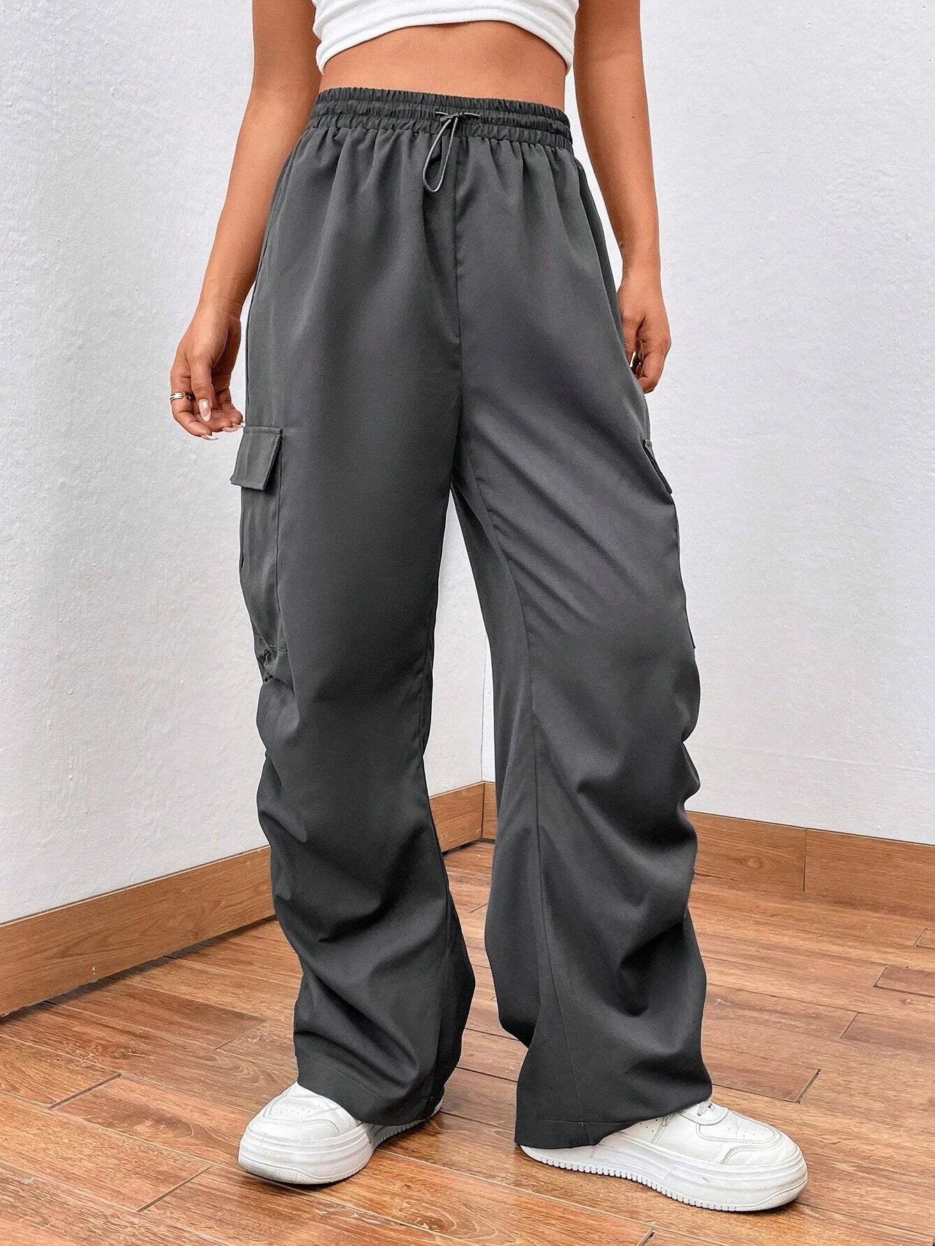 Loose Drawstring Cargo Pant – full length outfit view