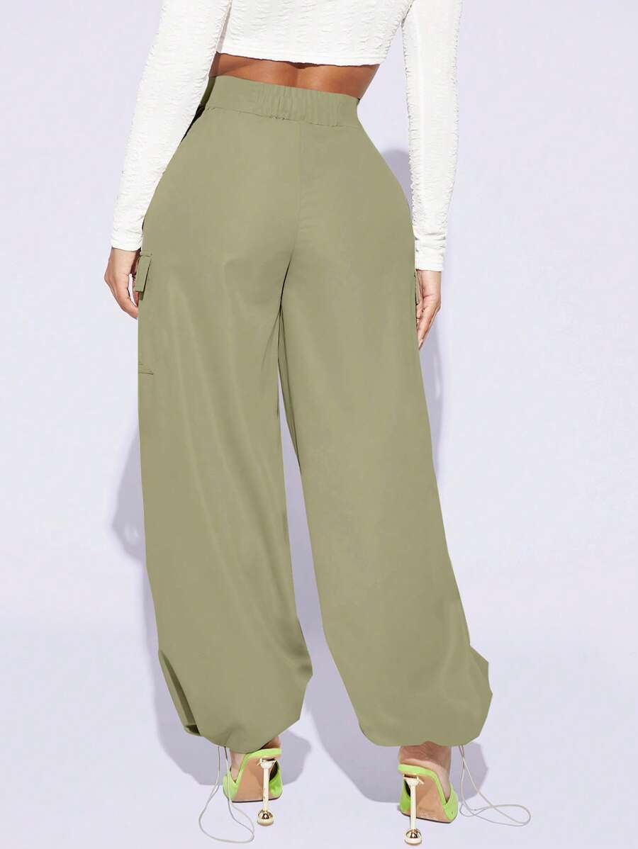 Flap Pocket Wide Leg Easy Wear Cargo PantsFlap Pocket Wide Leg Easy Wear Cargo Pants - Image 4