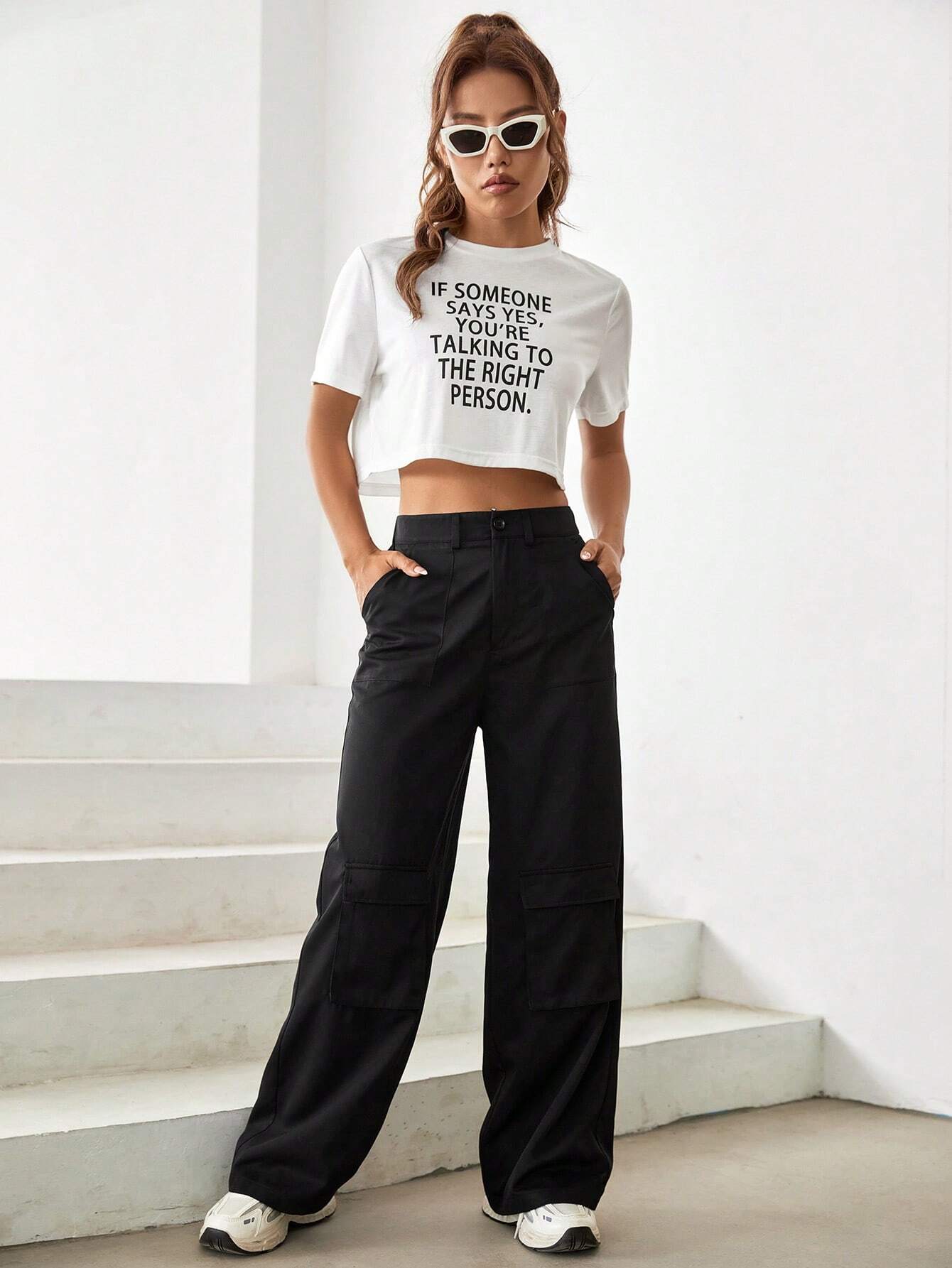 Long Flap Pocket Cargo Pants Style 1 – waistband detail