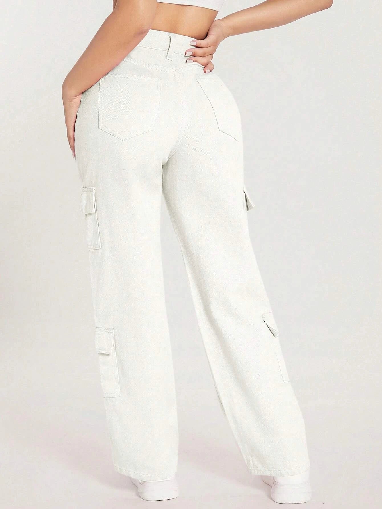 Zipper Fly Flap Pocket Jeans – model wearing view