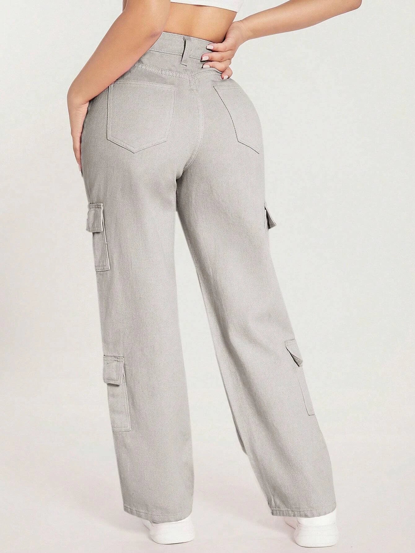 Zipper Fly Flap Pocket Jeans – fabric detail close-up