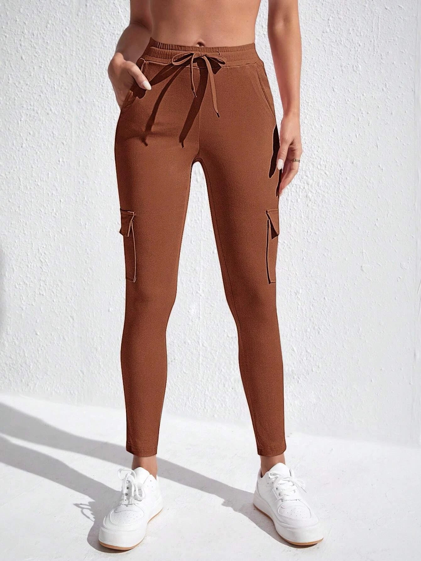 Drawstring Waist Knot Front Jeans