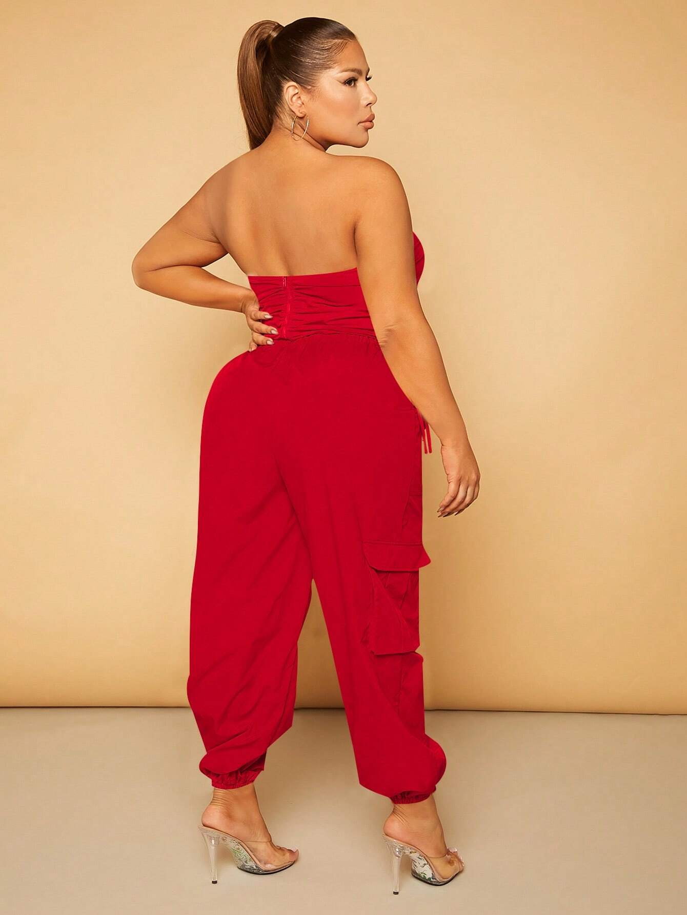 Plus Size Drawstring Waist Cargo Pants – fit and style view