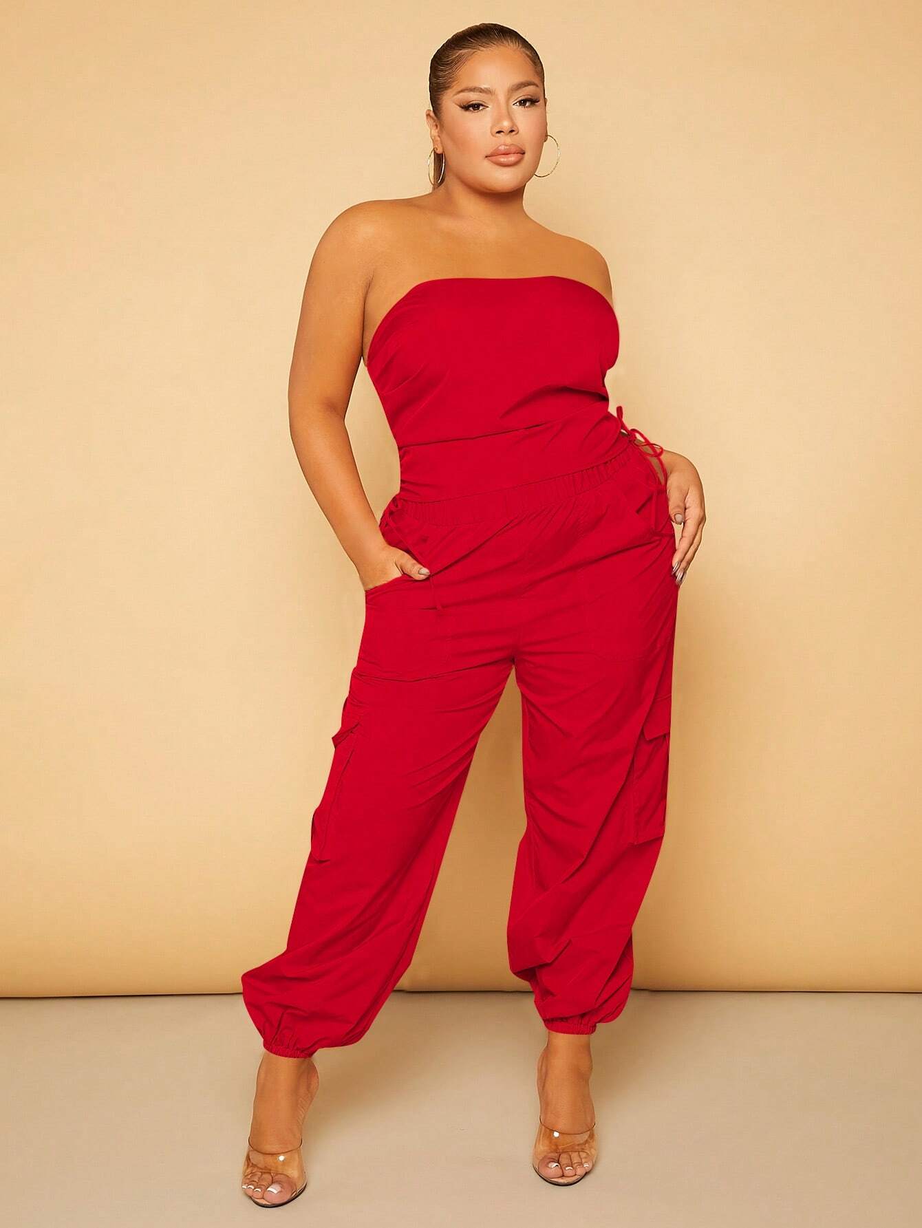 Plus Size Drawstring Waist Cargo Pants – lifestyle view 12