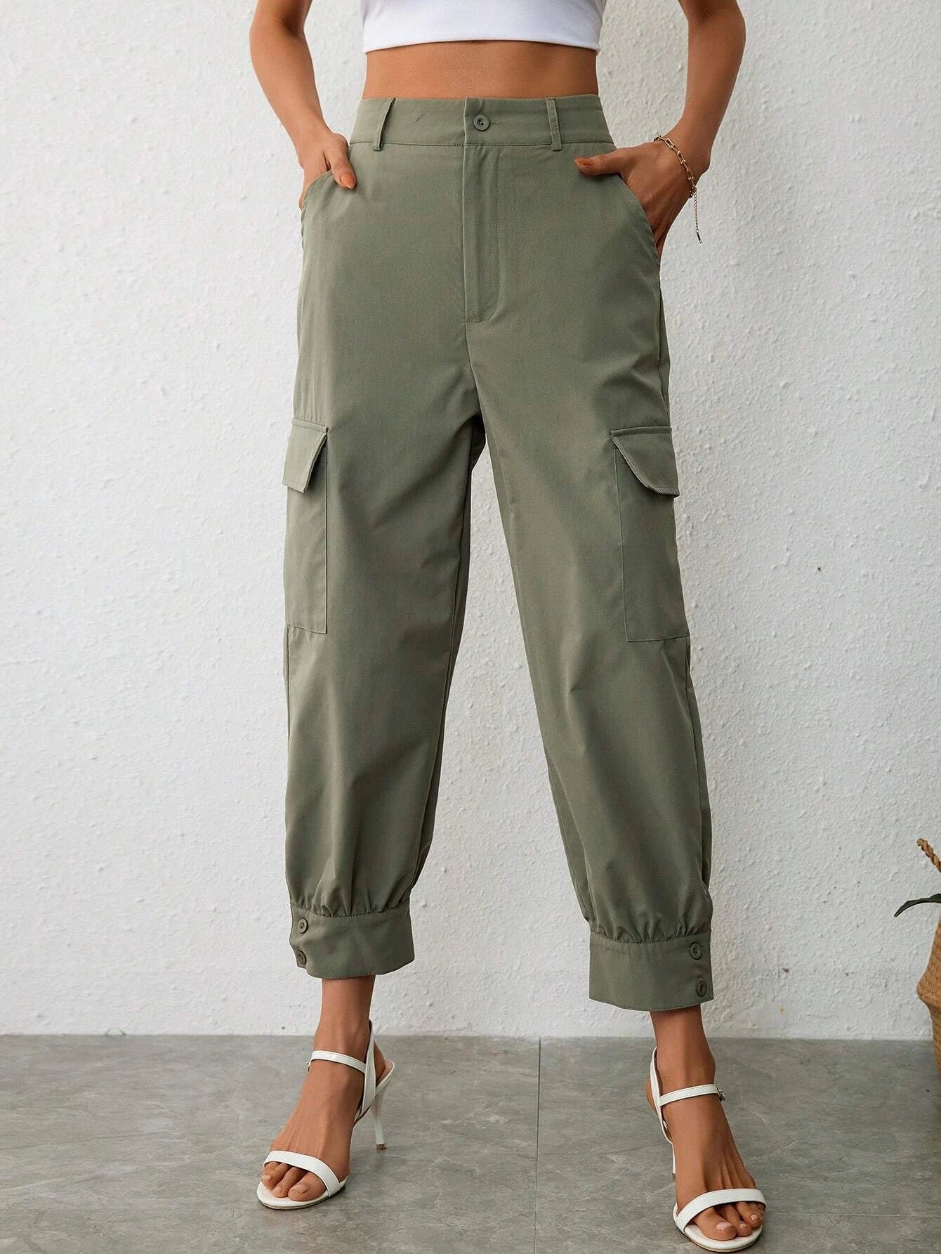 Flap Pocket Side Cargo Pants Style 4 – full length outfit view