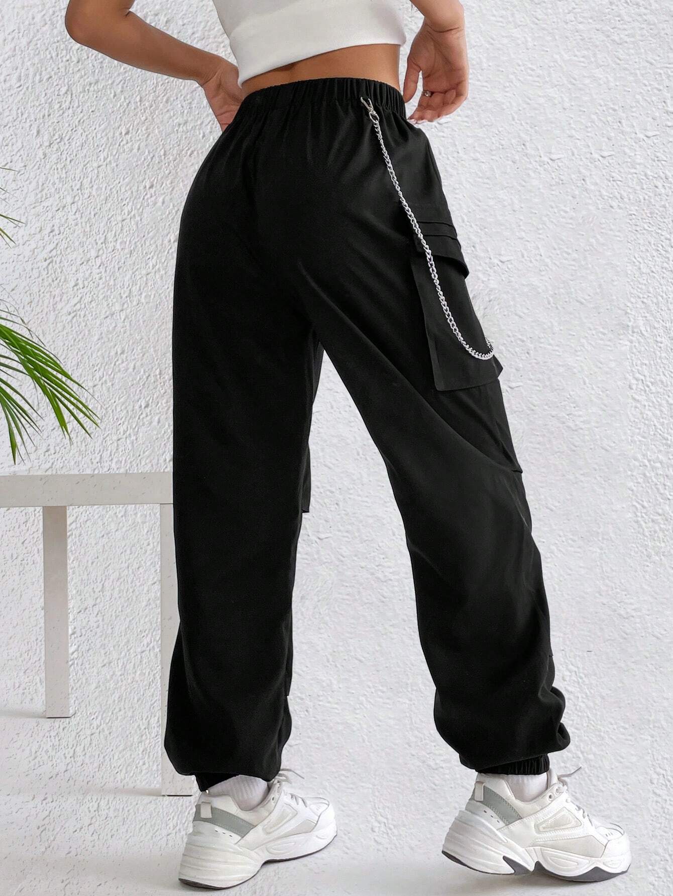 Side Chain Detail Cargo Pants – pocket detail close-up