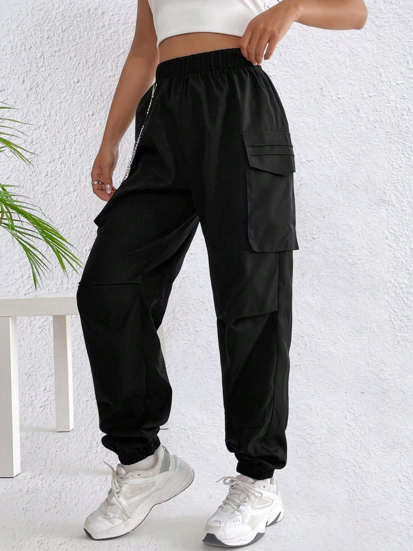 Side Chain Detail Cargo Pants – side profile view