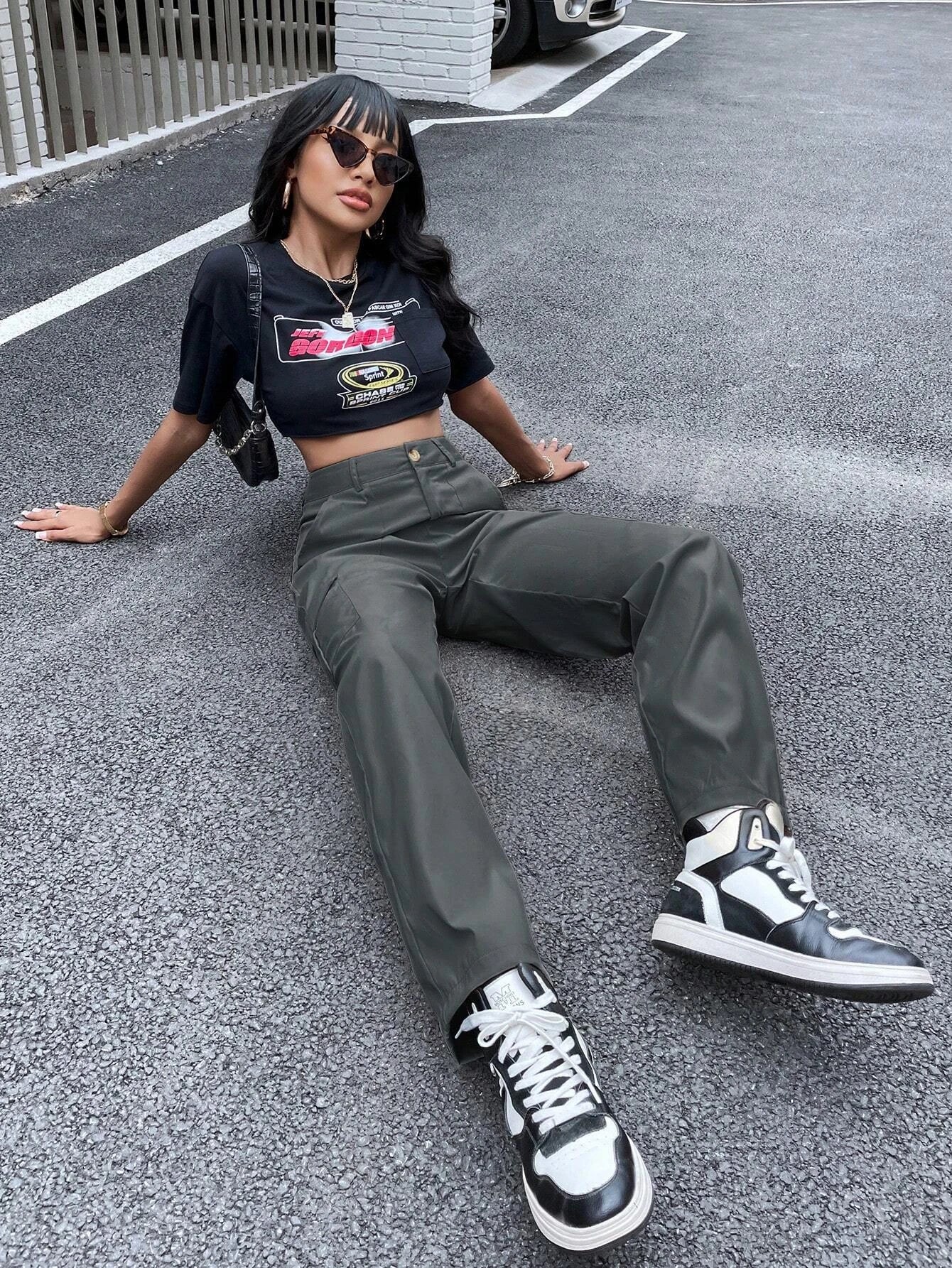 High Waist Flap Pocket Utility Pants – lifestyle view 20
