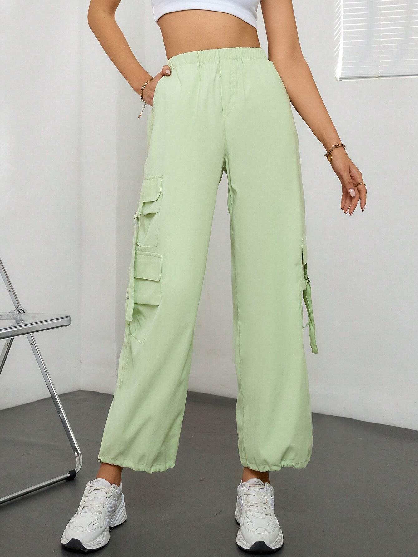 Flap Side Pocket Side Cargo Pants – side profile view