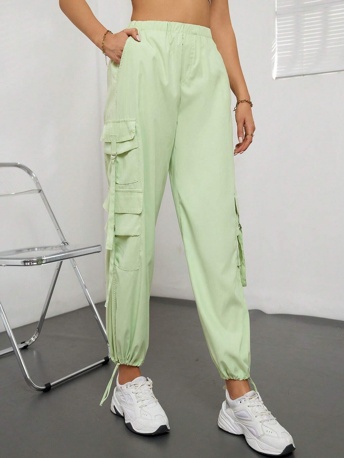 Flap Side Pocket Side Cargo Pants – women's cargo pants front view