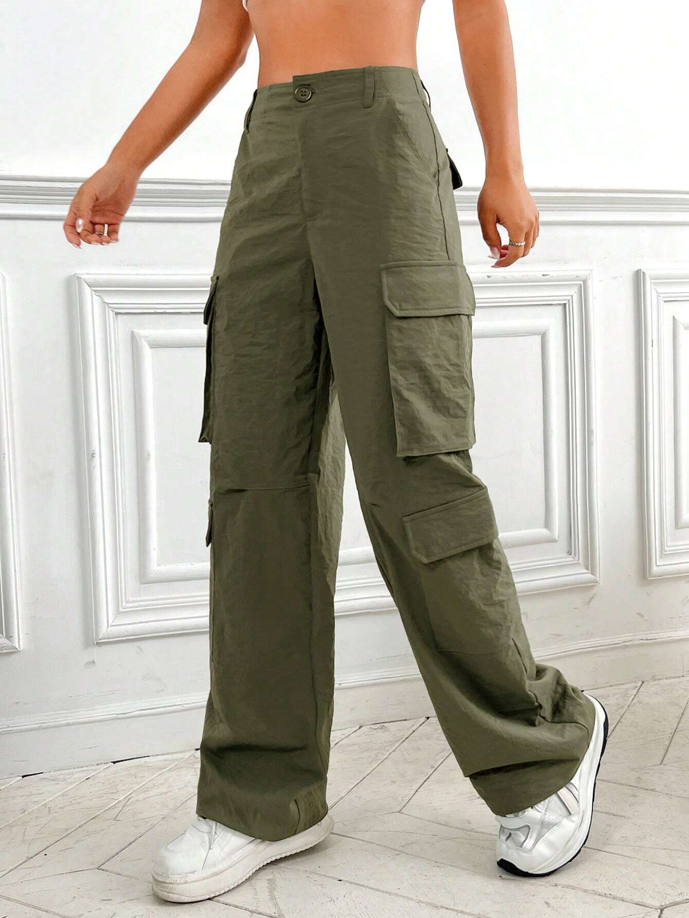 Flap Pocket Non Stretch Cargo Pants – lifestyle view 16