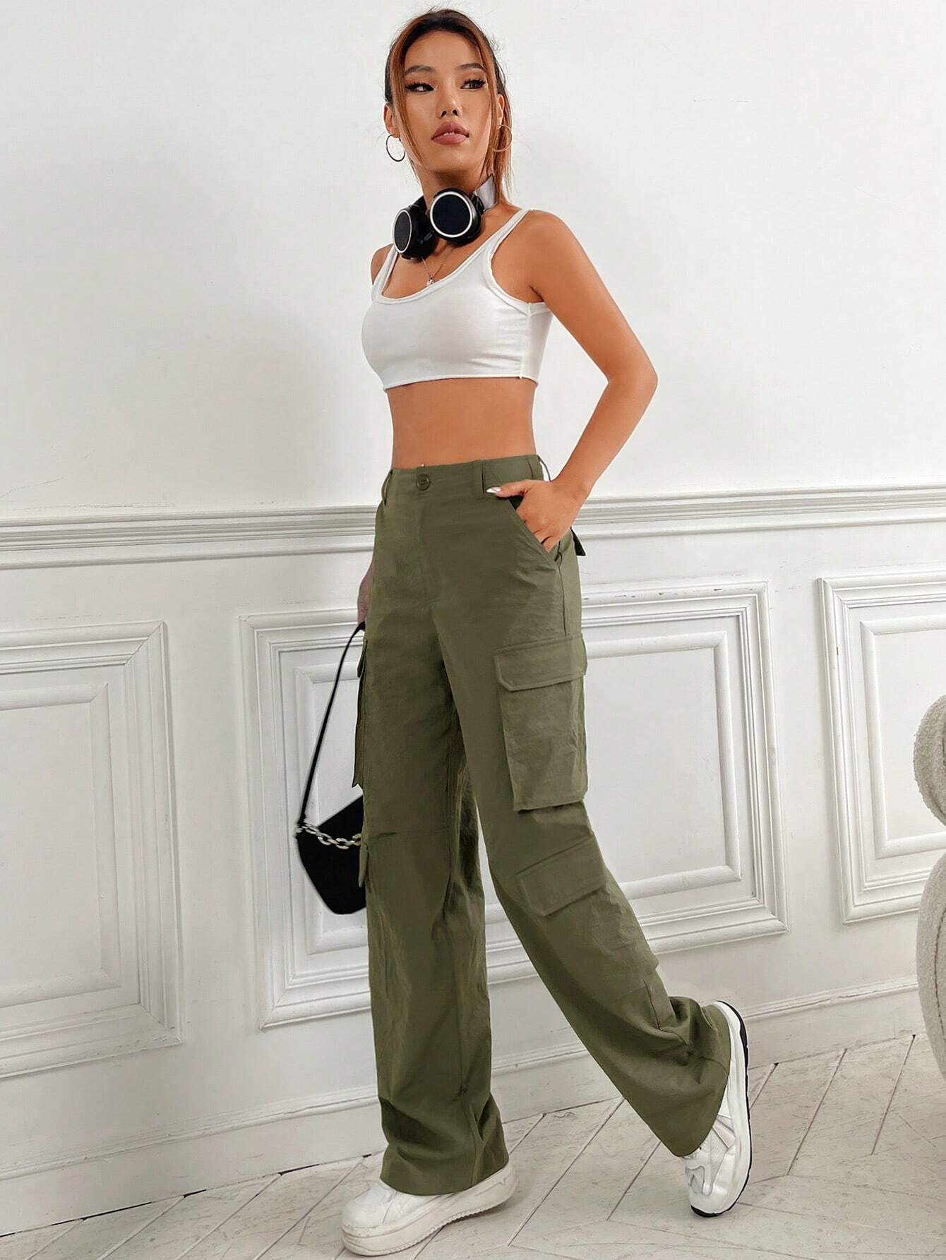 Flap Pocket Non Stretch Cargo Pants – lifestyle view 13
