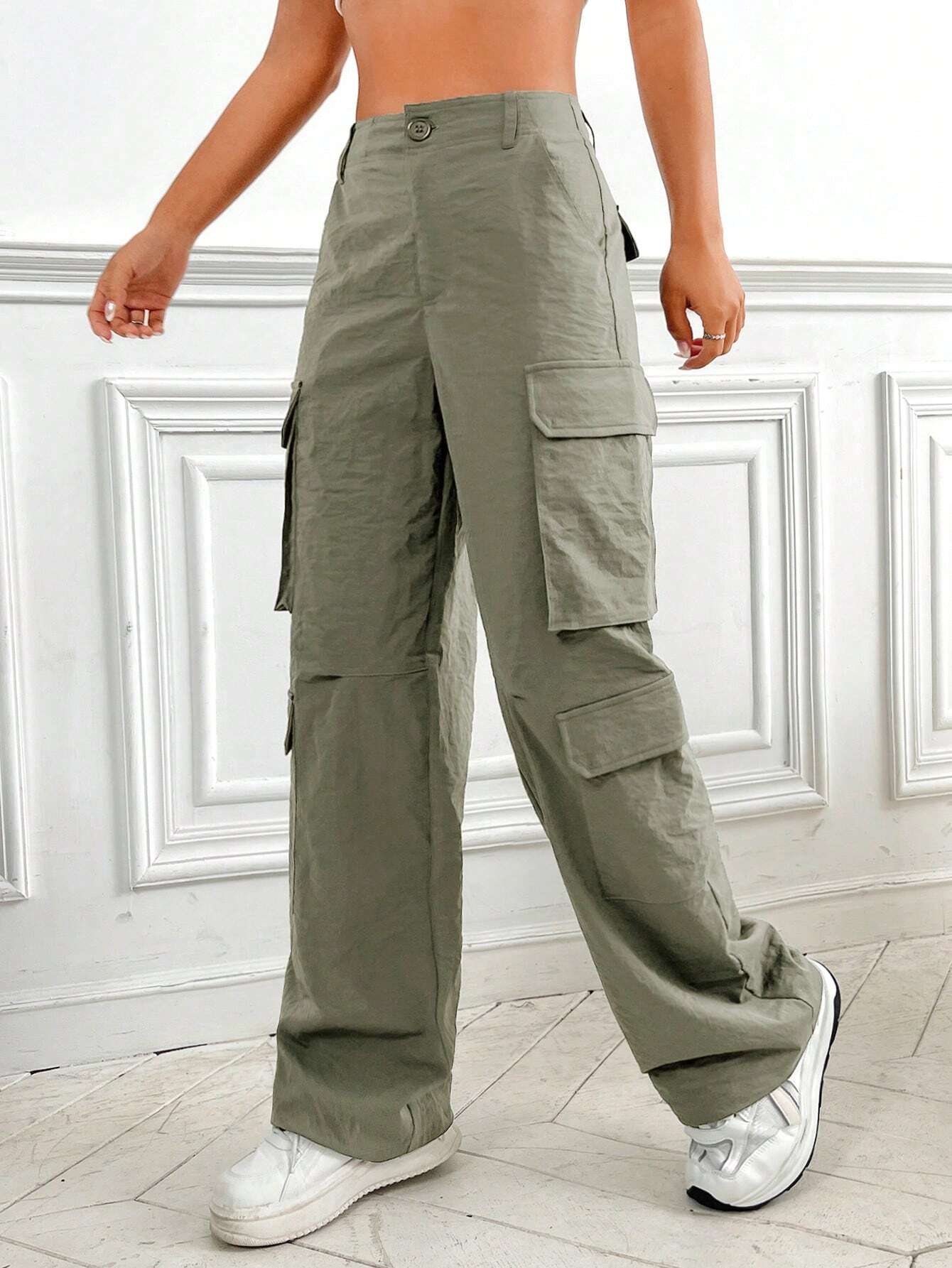 Flap Pocket Non Stretch Cargo Pants – lifestyle view 12