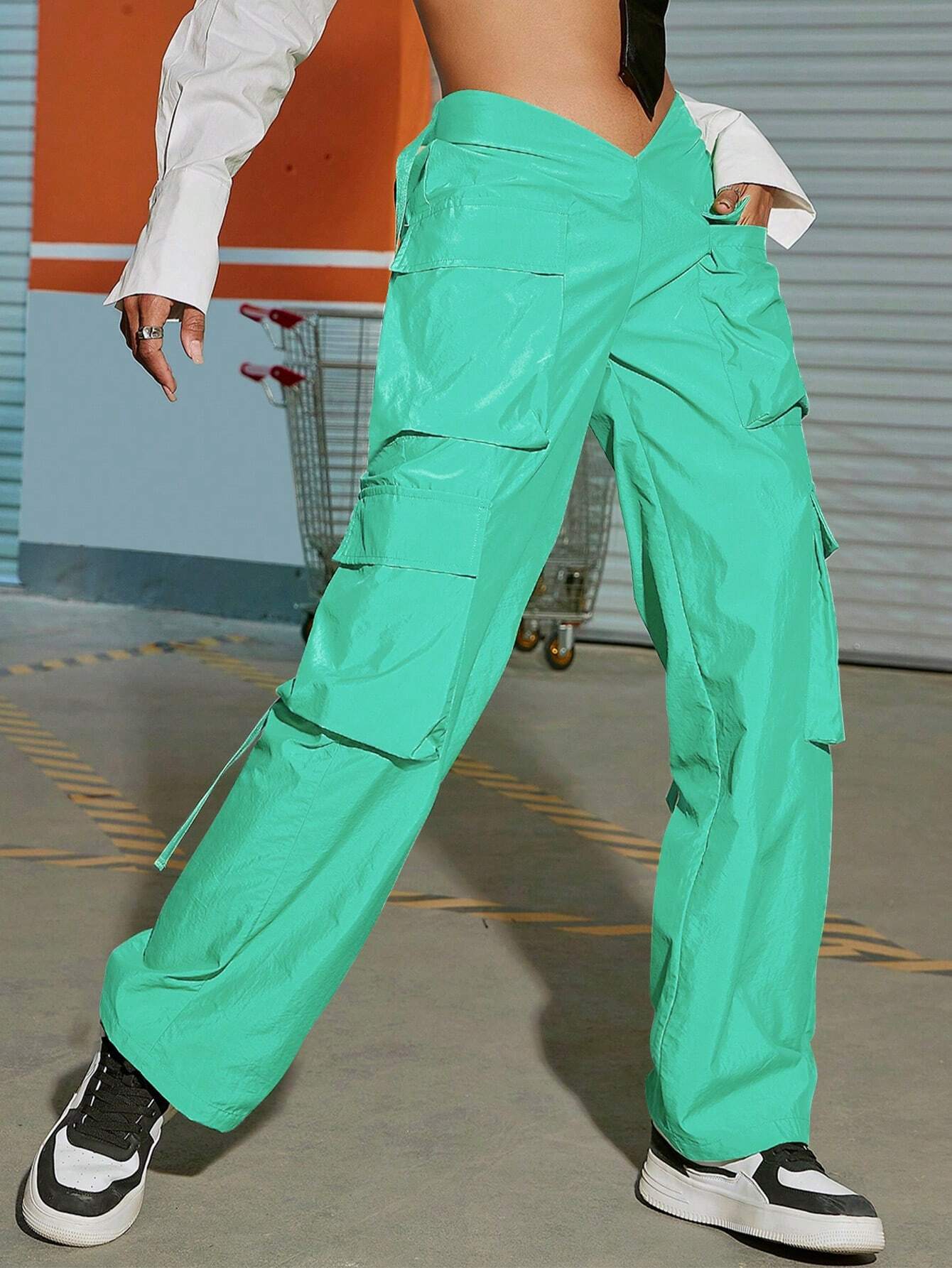 Flap Pocket Side Cargo Pants With Tape Detail – lifestyle view 19