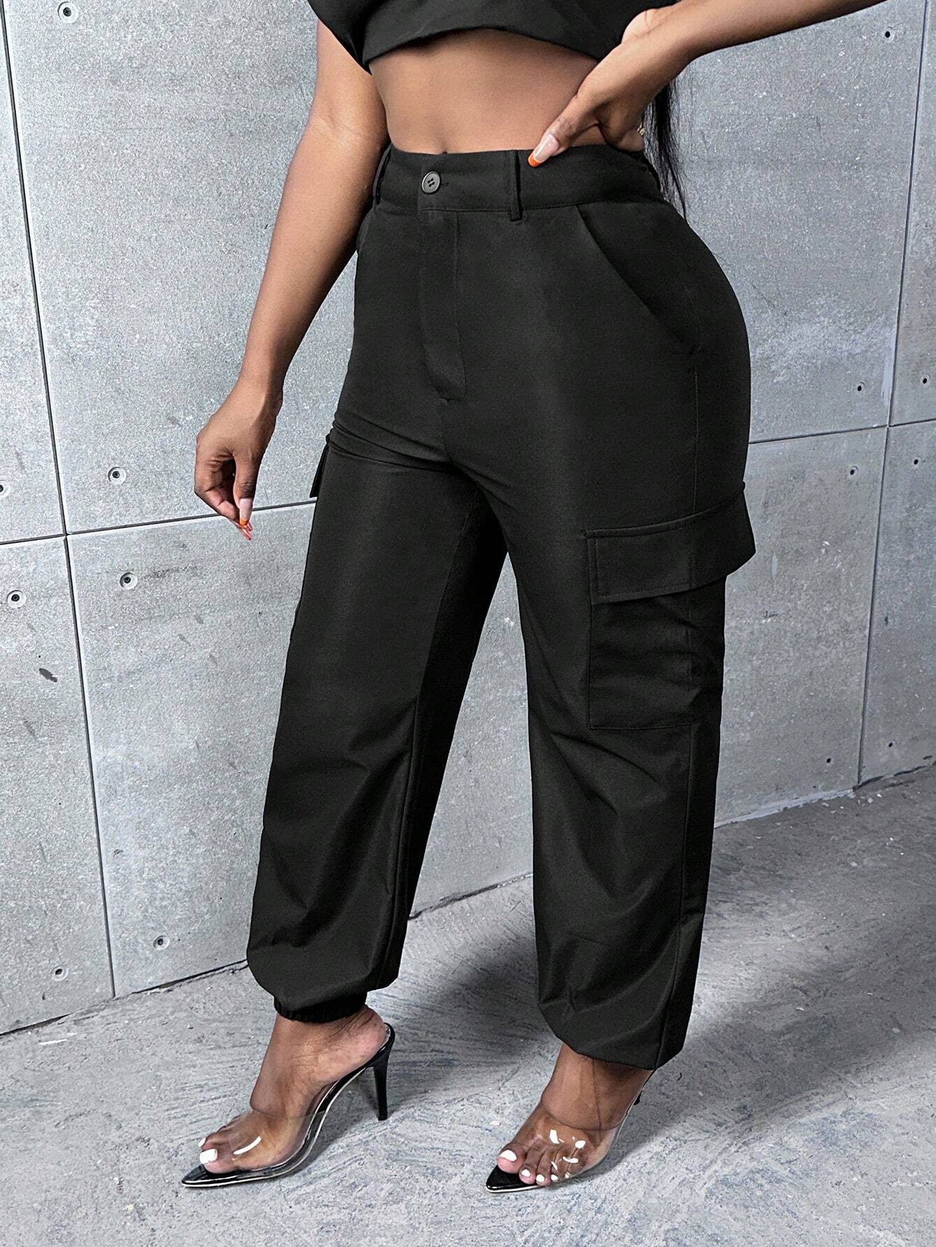 Regular Fit Flap Pocket Side Cargo Joggers – women's cargo pants front view