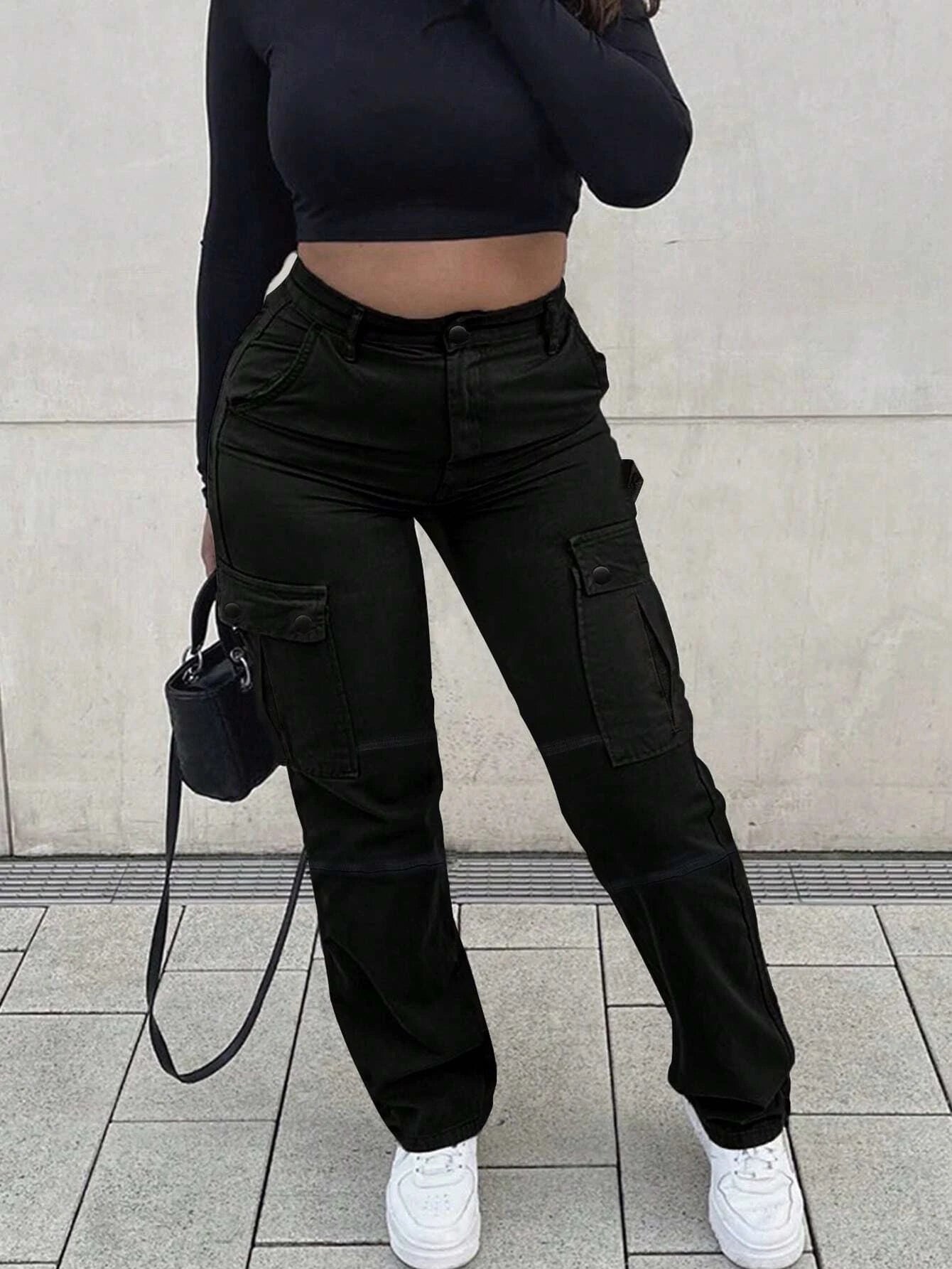 Cotton Blends Flap Pocket Side Cargo PantsCotton Blends Flap Pocket Side Cargo Pants - Image 2