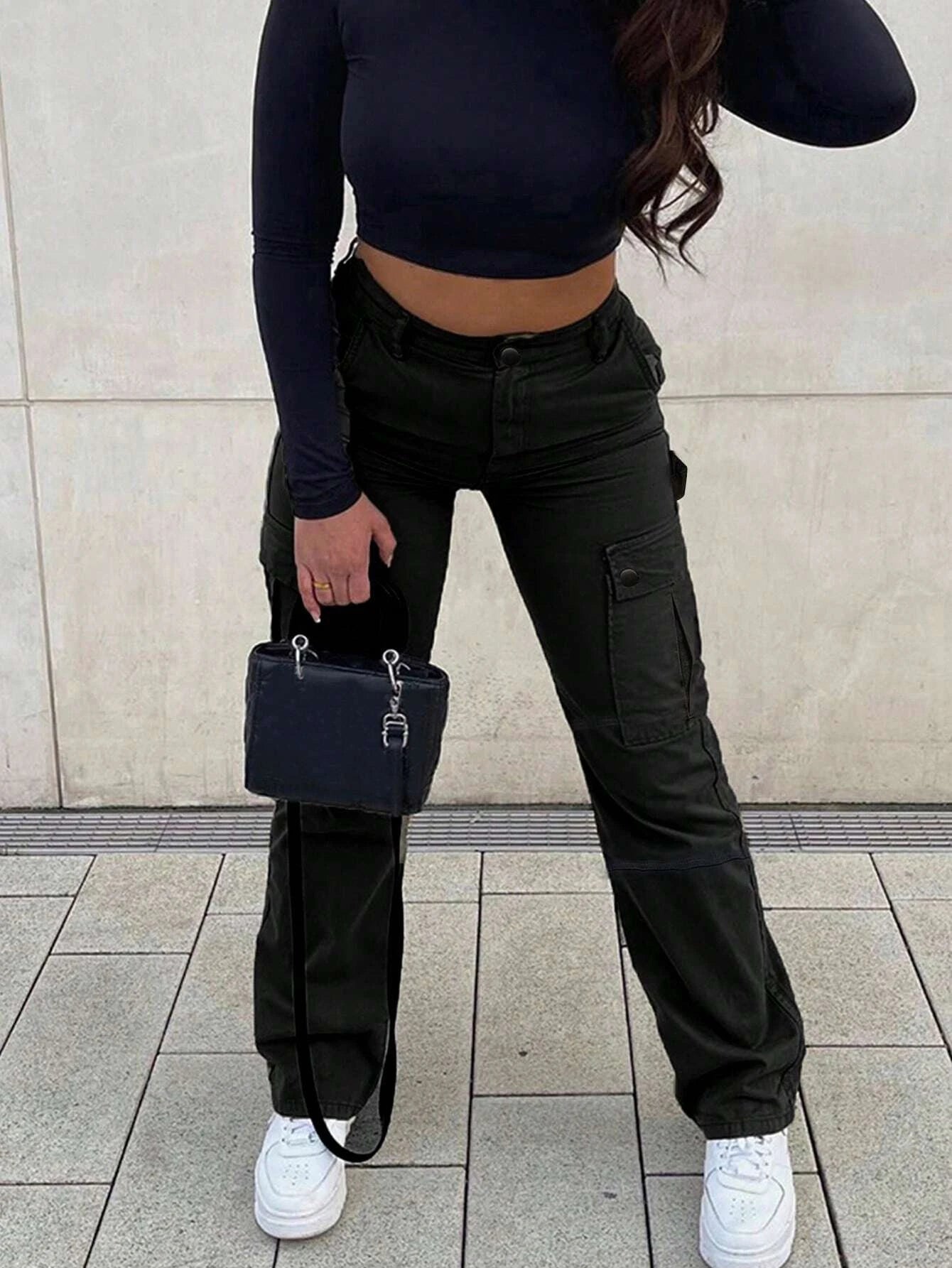 Cotton Blends Flap Pocket Side Cargo PantsCotton Blends Flap Pocket Side Cargo Pants - Image 4