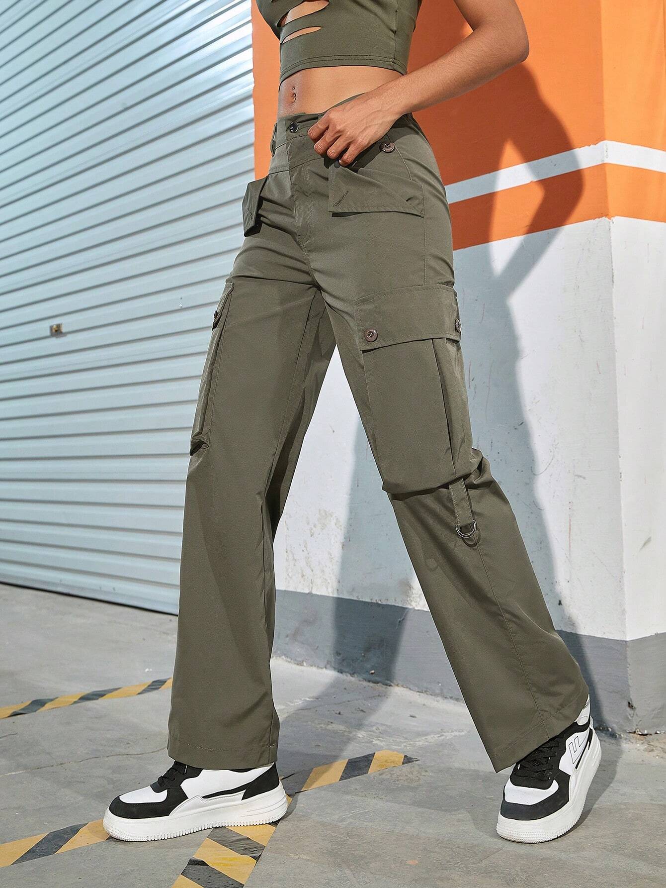 Casual Plain Zipper Cargo Pant Style 2 – full length outfit view