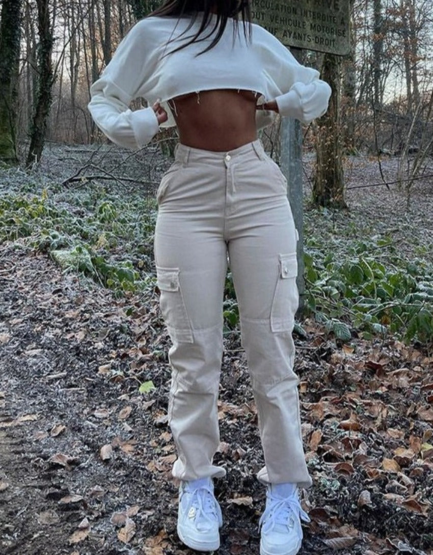 Adjustable Straight Leg Cargo Pants – model wearing view