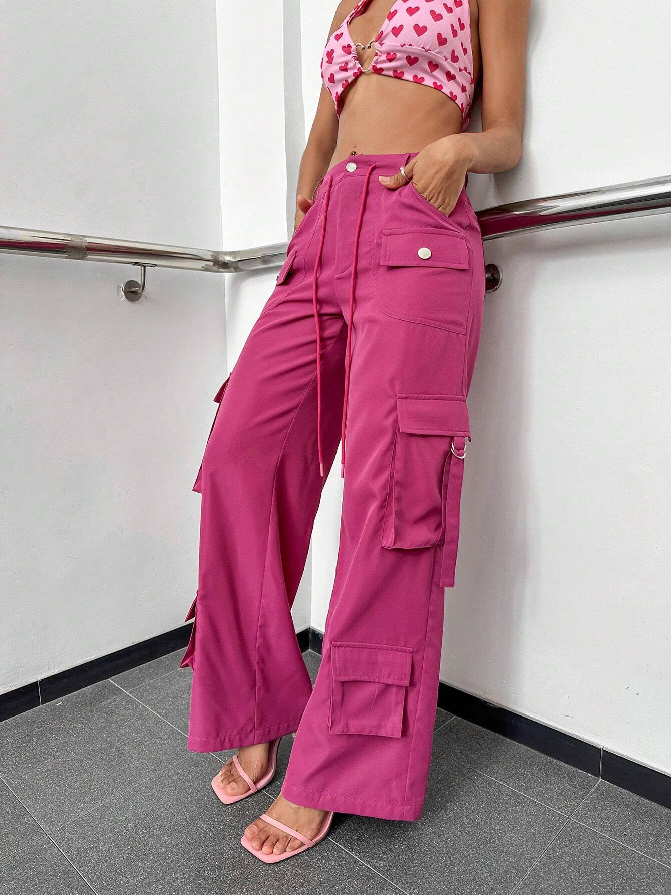 Flap Side Pocket Plain Cargo Pants – back view detail