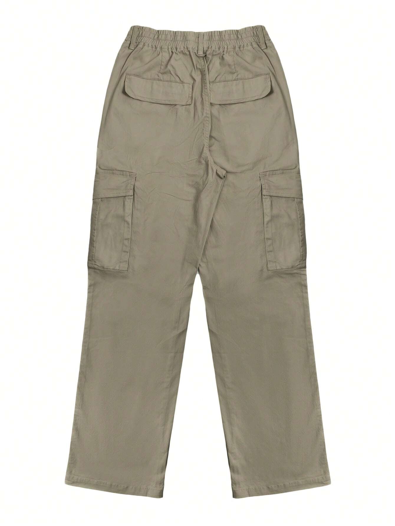 Solid Color Flap Pocket Side Cargo Pants Style 1 – back view detail