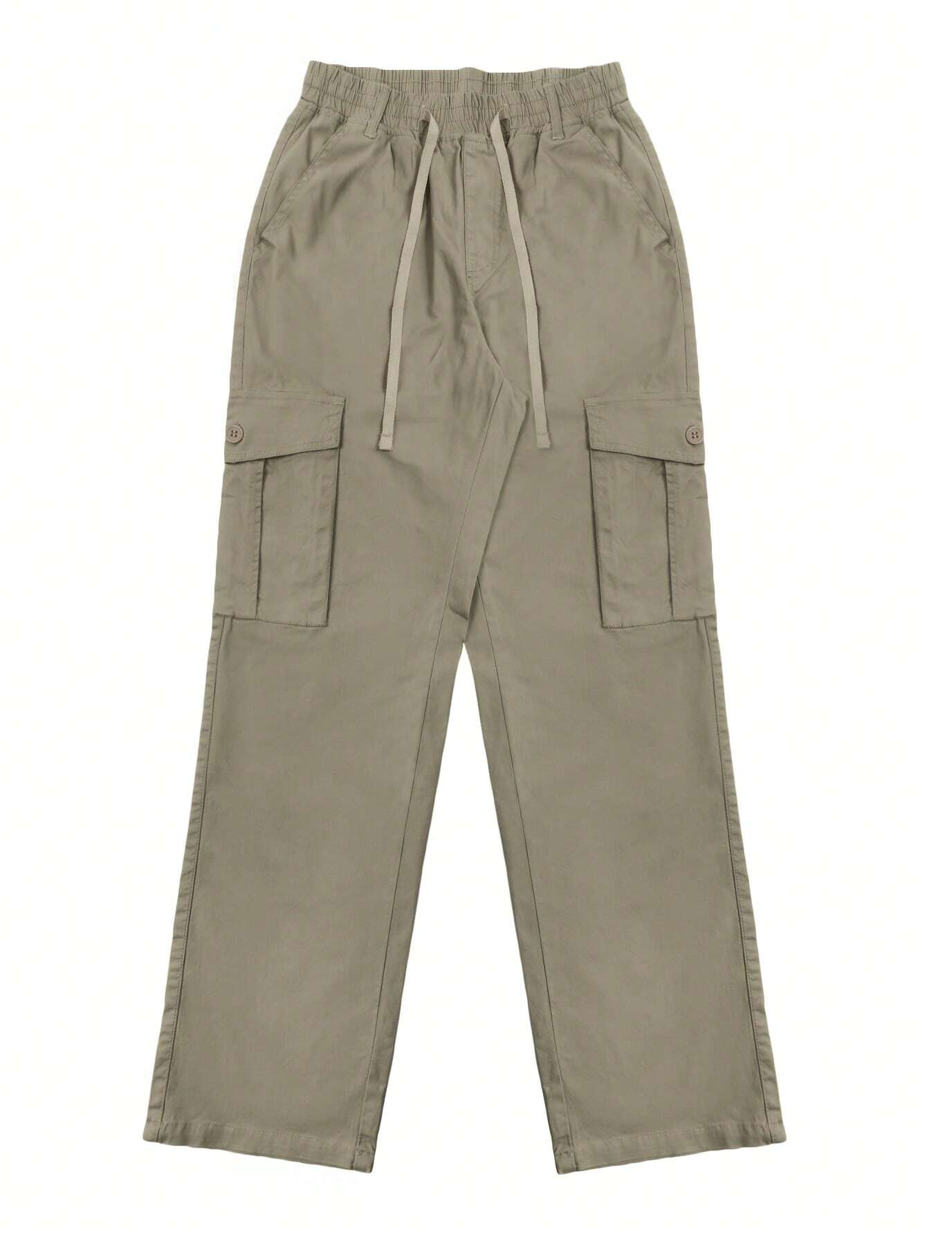 Solid Color Flap Pocket Side Cargo Pants Style 1 – women's cargo pants front view