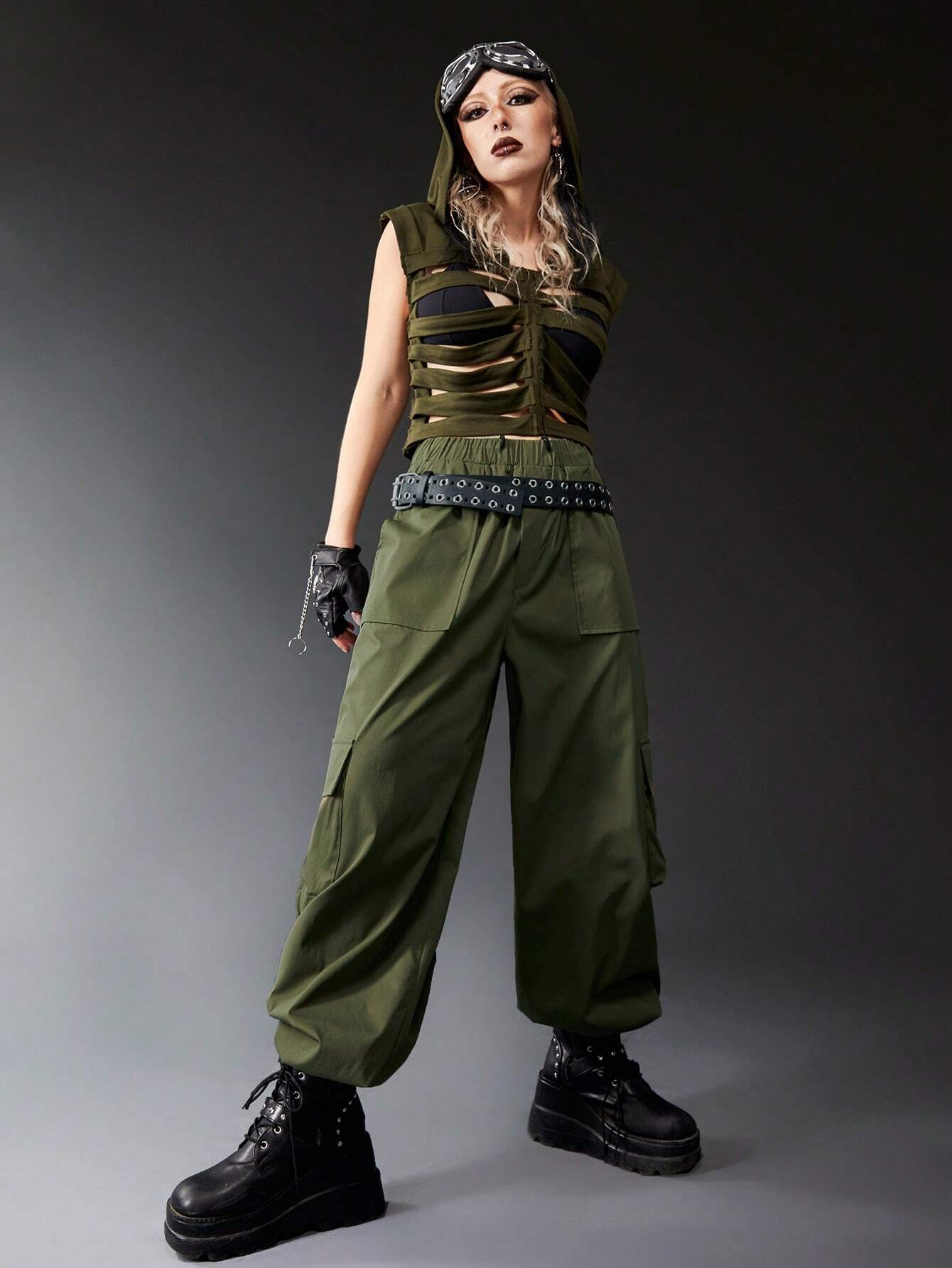 Pocketed Drawstring Cargo Pants – side profile view