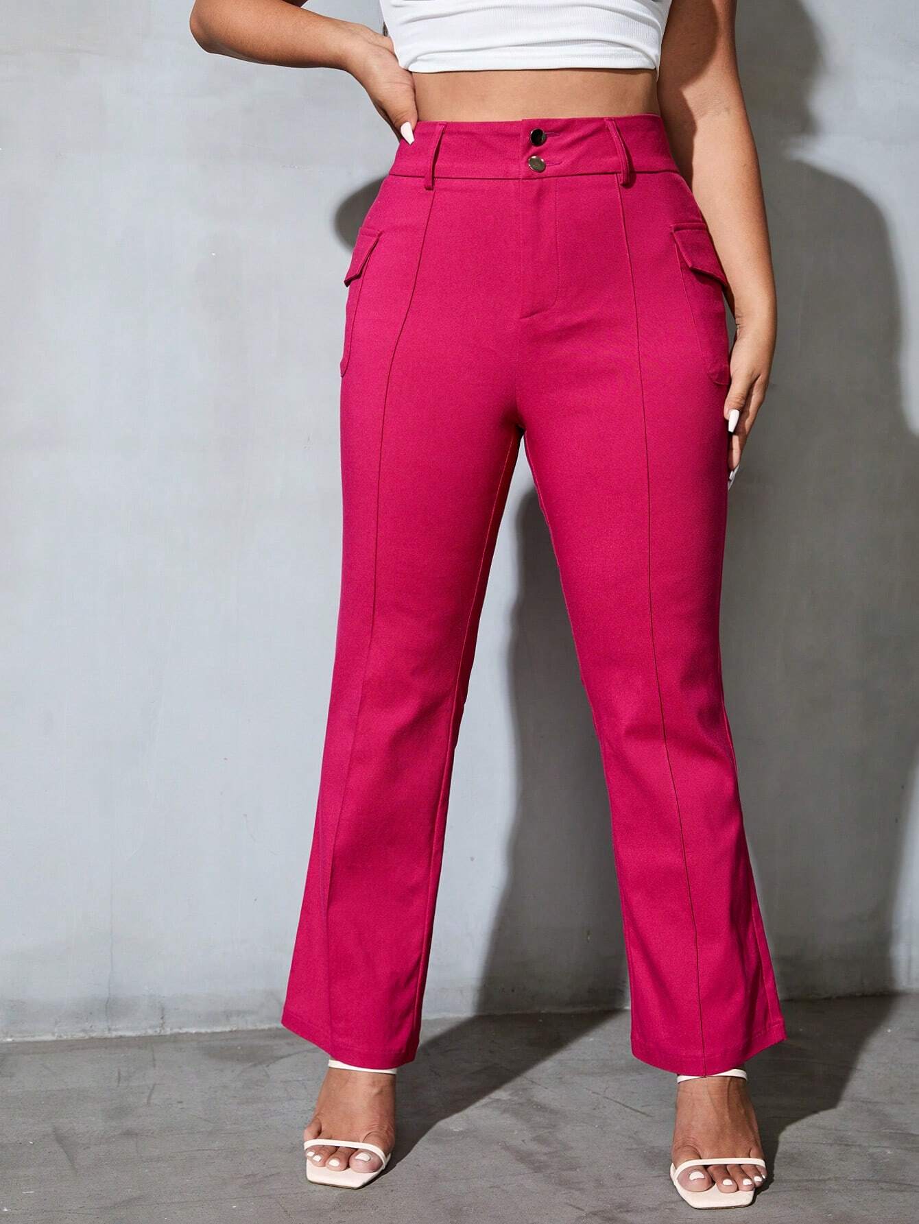 High Rise Cargo Pants With Flap Pocket – lifestyle view 12