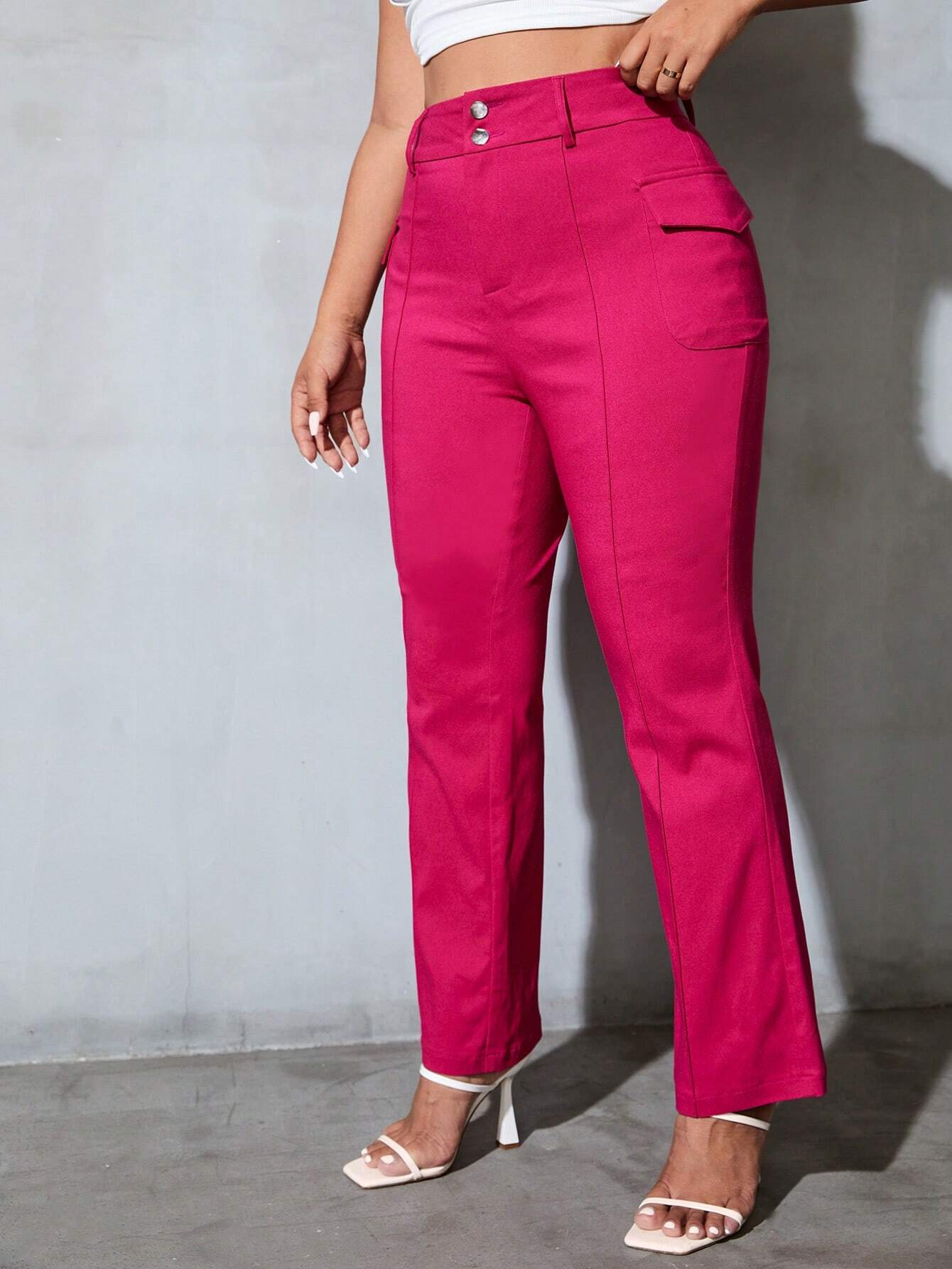 High Rise Cargo Pants With Flap Pocket – lifestyle view 16