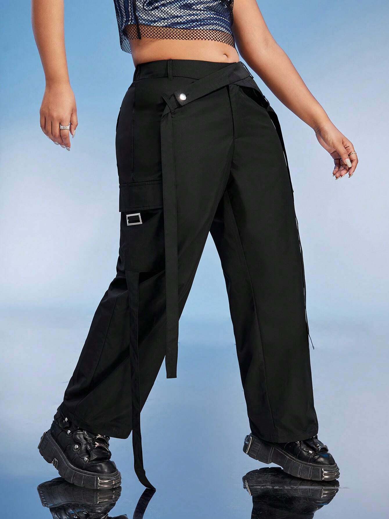 Casual Flap Side Pocket Cargo Pants – side profile view