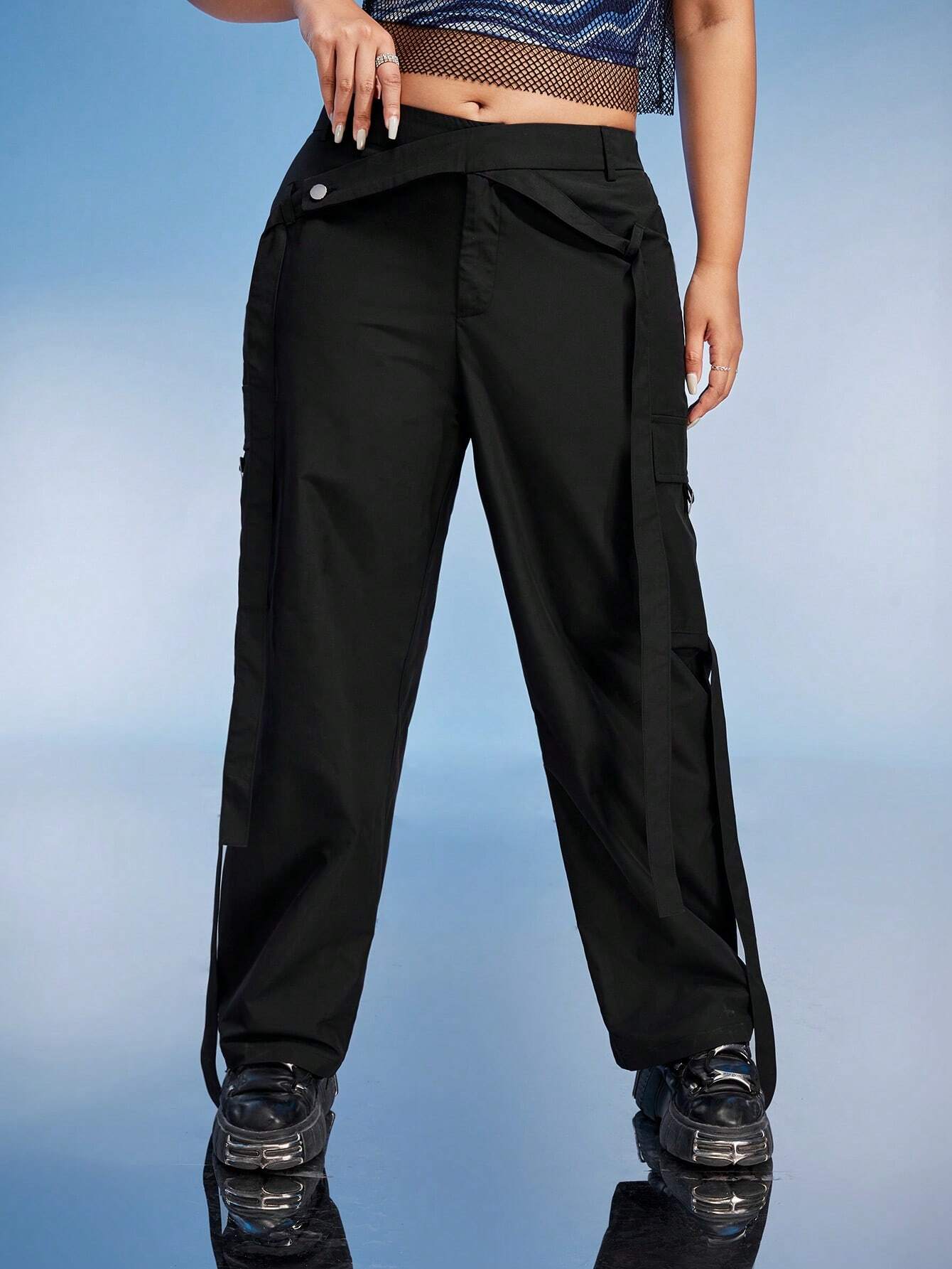 Casual Flap Side Pocket Cargo Pants – women's cargo pants front view