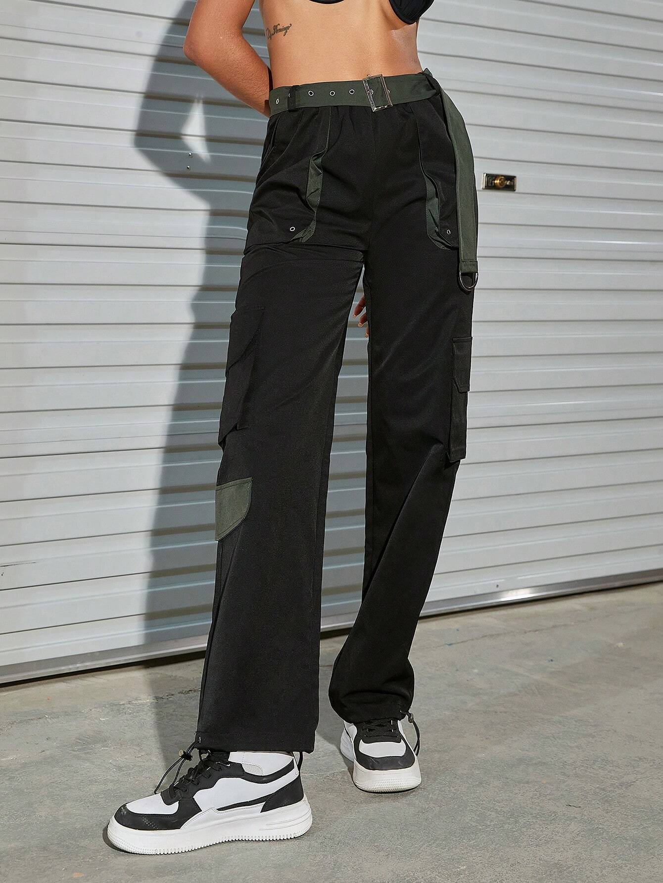 Casual Cargo Pants With Belt – pocket detail close-up