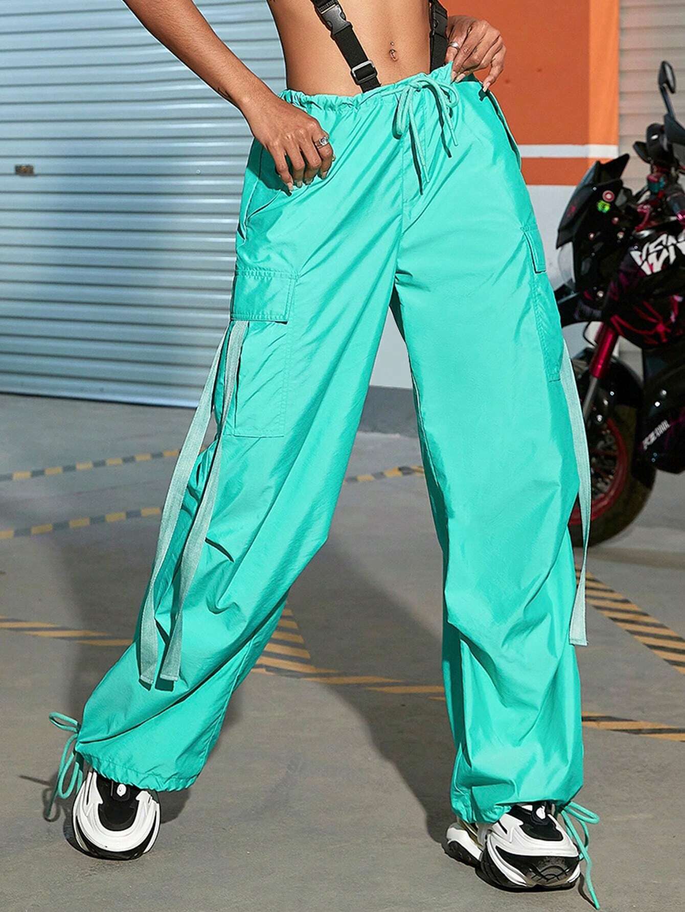 Drawstring Cargo Parachute Pants – lifestyle view 24