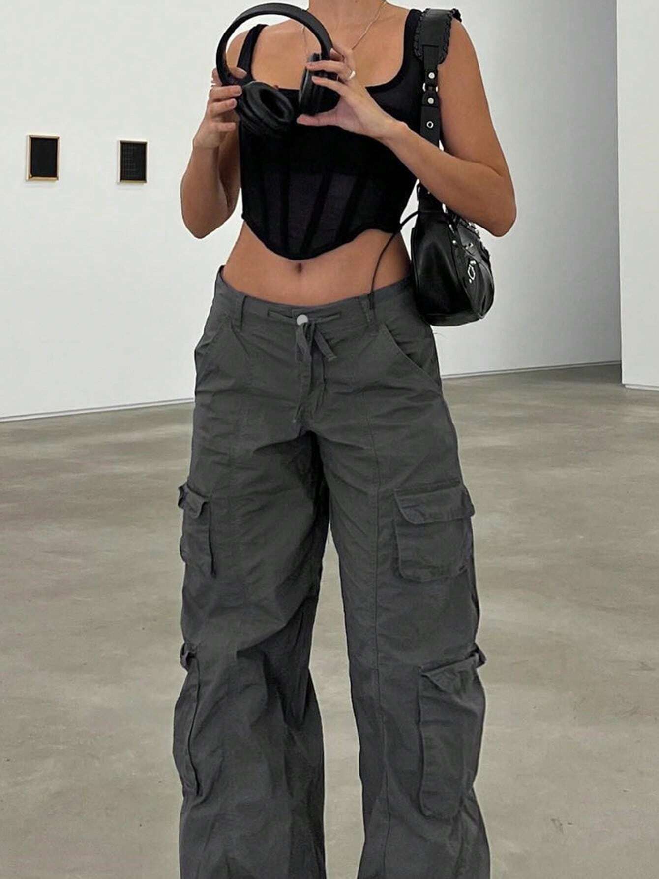 Flap Pocket Side Drawstring Cargo Pant – styled outfit view