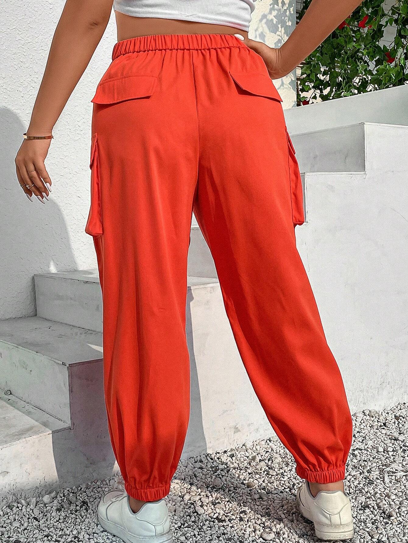 Casual Long Flap Pocket Side Cargo Pants – side profile view