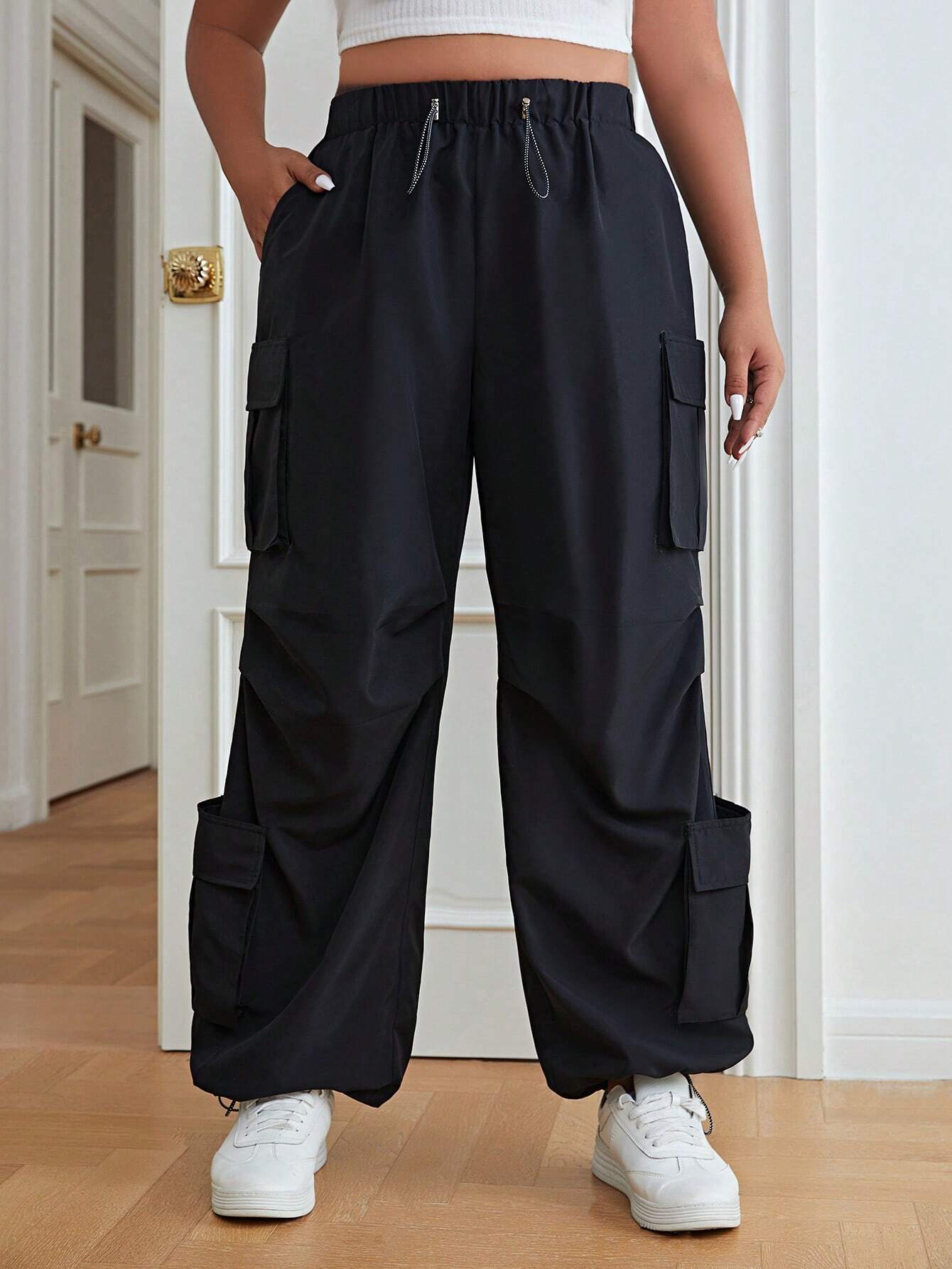 Drawstring Side Pocket Cargo Pants – back view detail