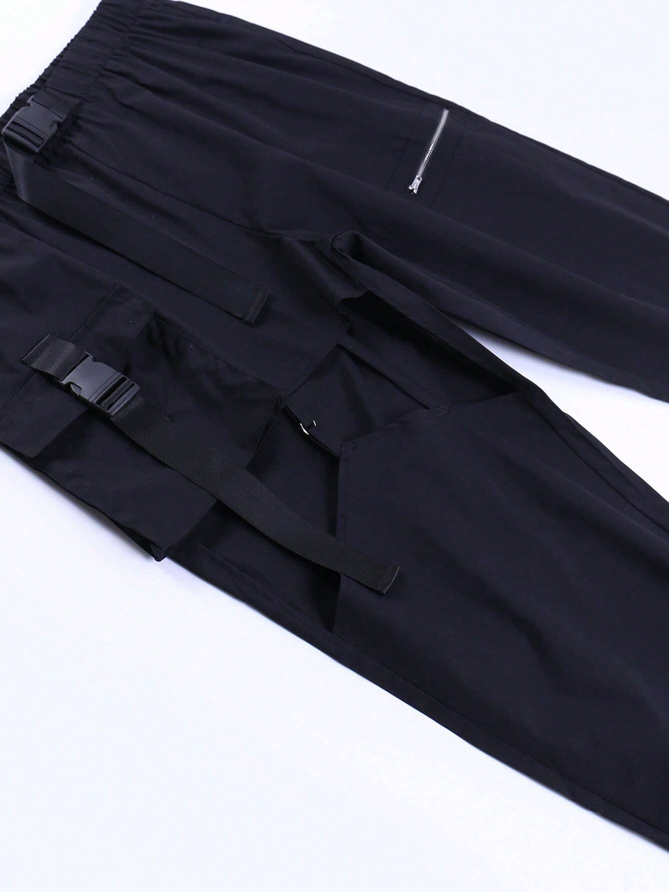Flap Pocket Buckle Pants – pocket detail close-up