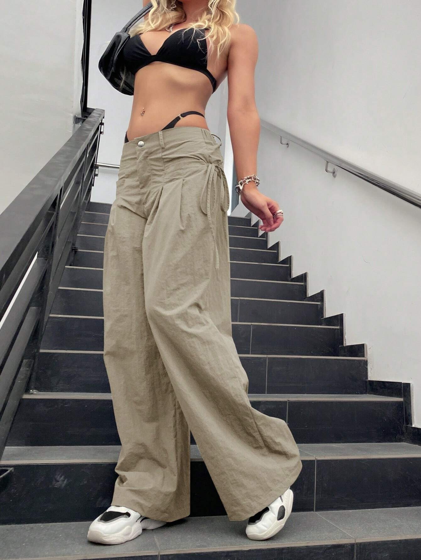Ruched Knot Side Cargo Pants – lifestyle view 16