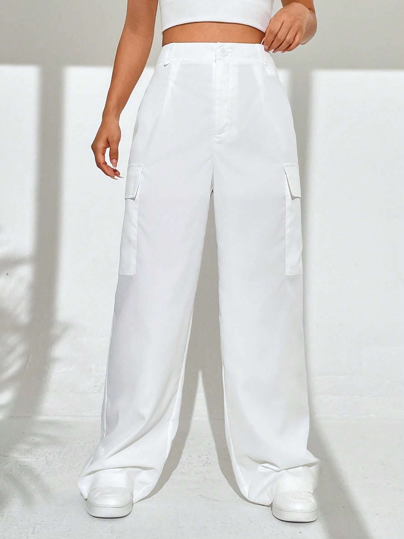 High Waist Loose Cargo Pant – waistband detail