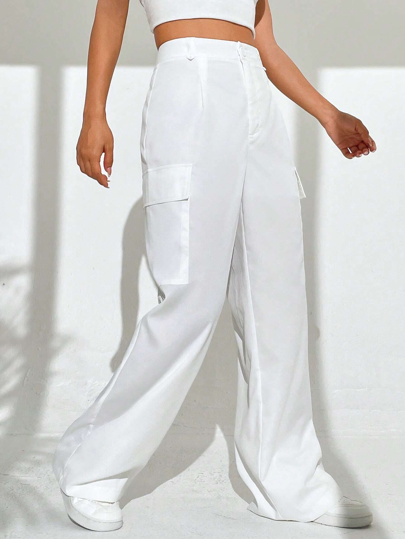 High Waist Loose Cargo Pant – full length outfit view