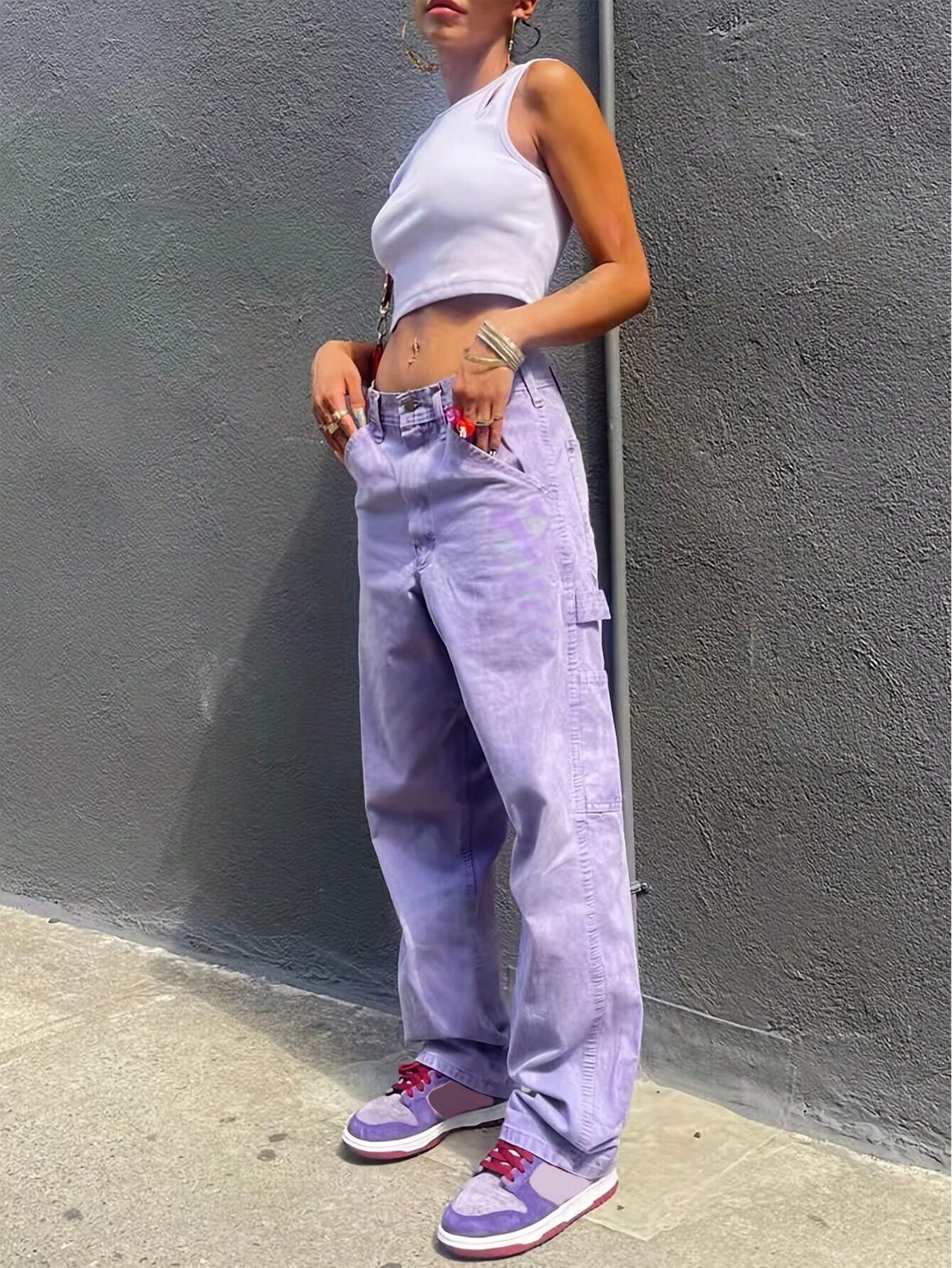 Solid Colored Flap Pocket Side Cargo Pants Style 1 – waistband detail