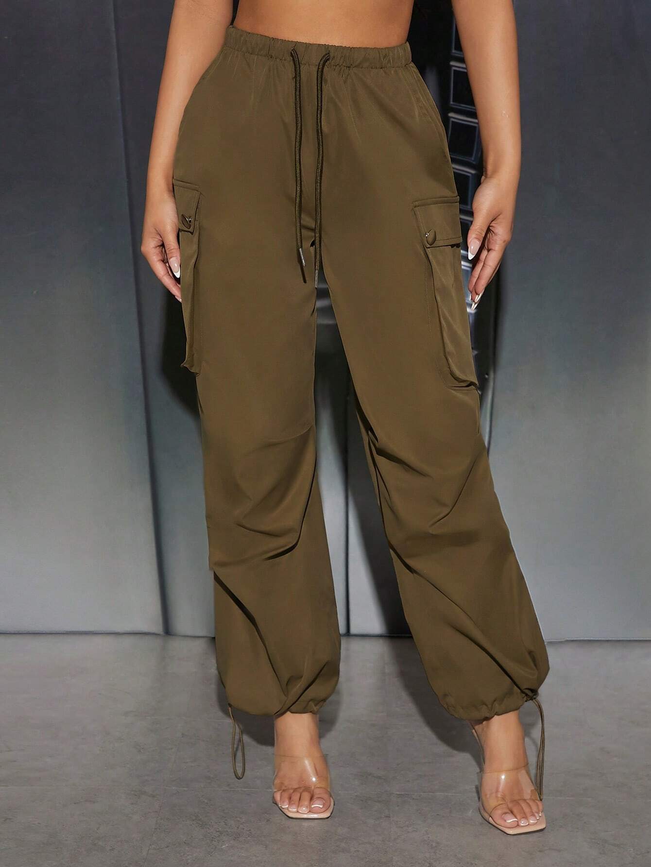 Drawstring Knot Cargo Pants – side profile view