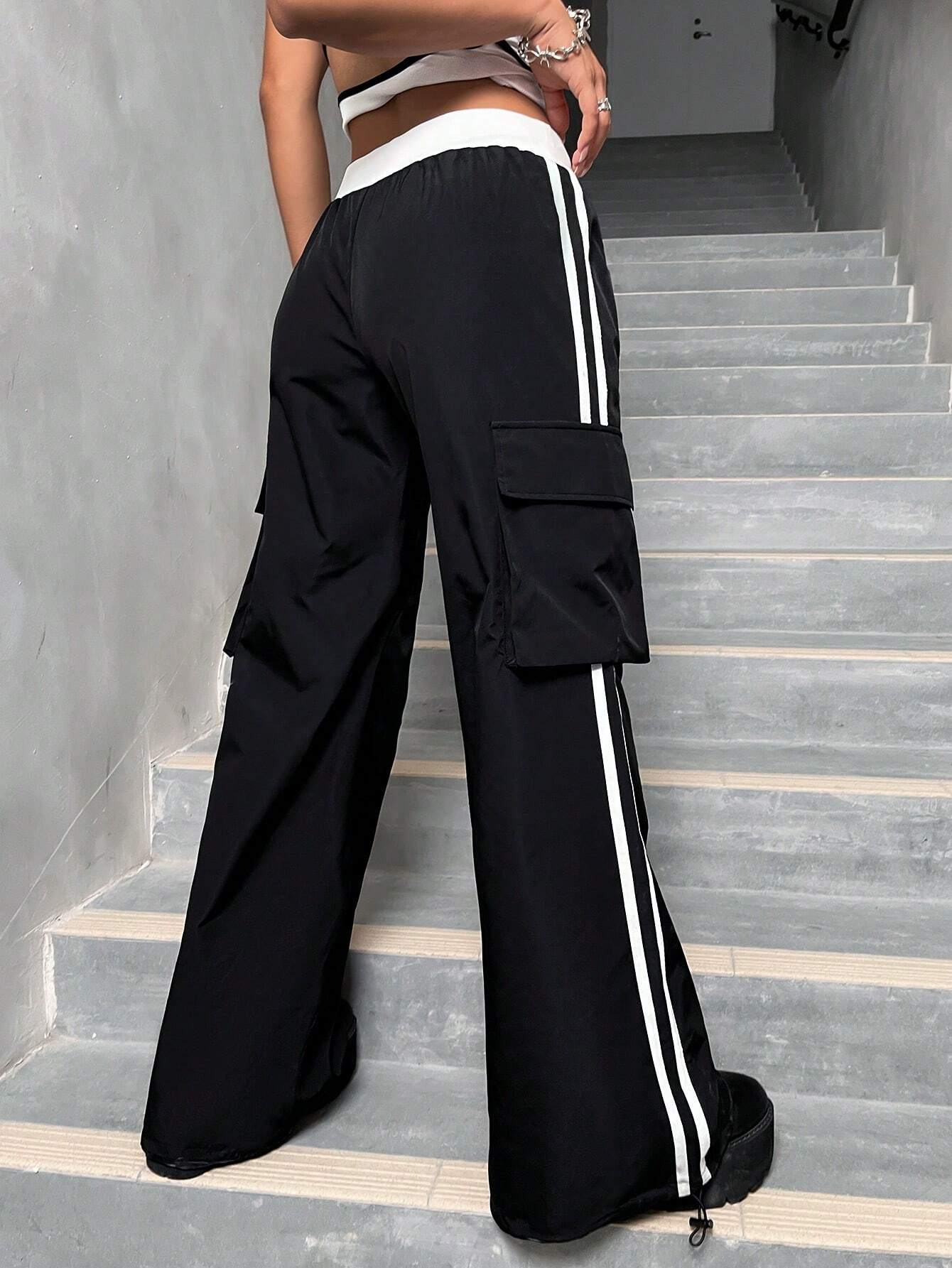 Flap Pocket Drawstring Waist Cargo Pant – side profile view