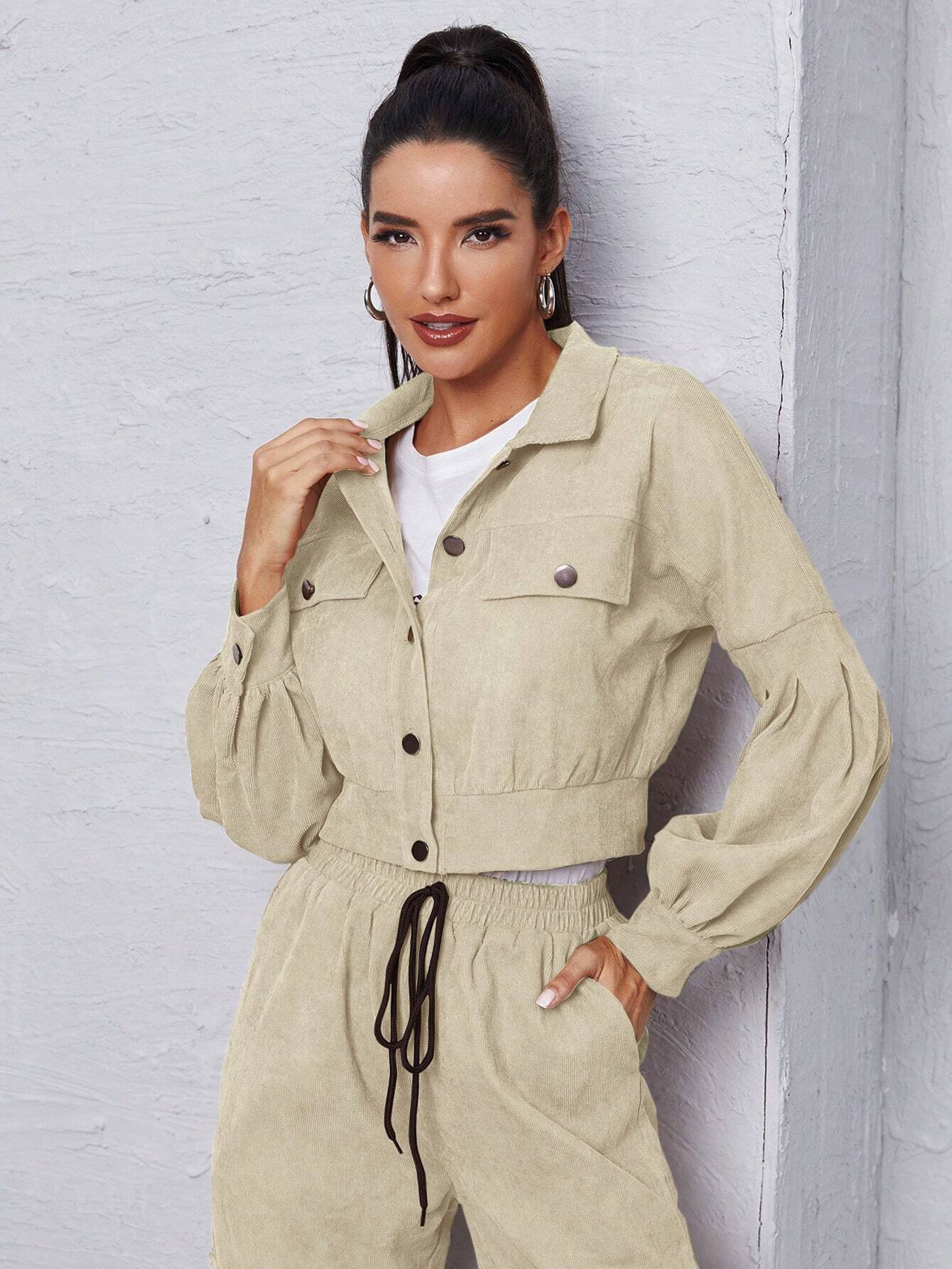 Jacket With Tie Front Cargo Pants